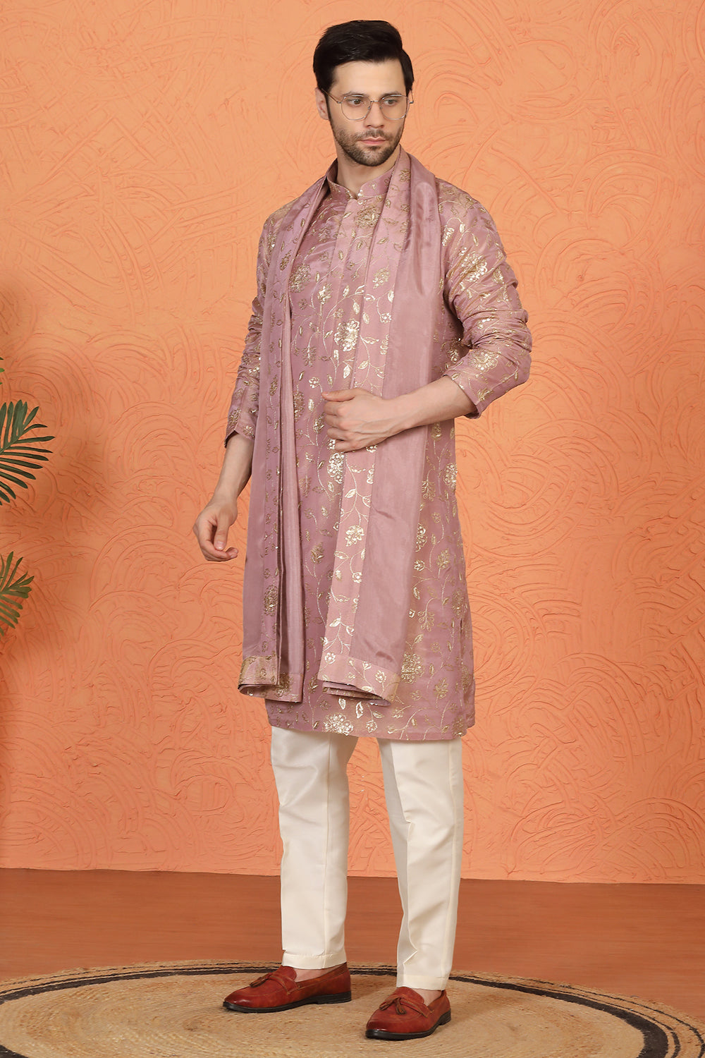 Son Zar Embroidered Kurta with Back Elastic Pants And Dupatta