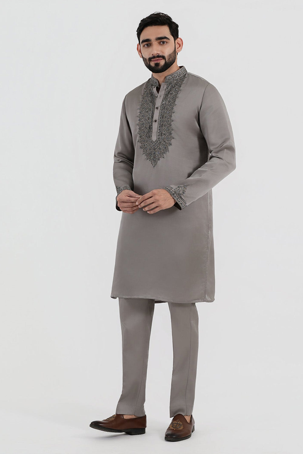 Steel Grey Opulence Kurta Set
