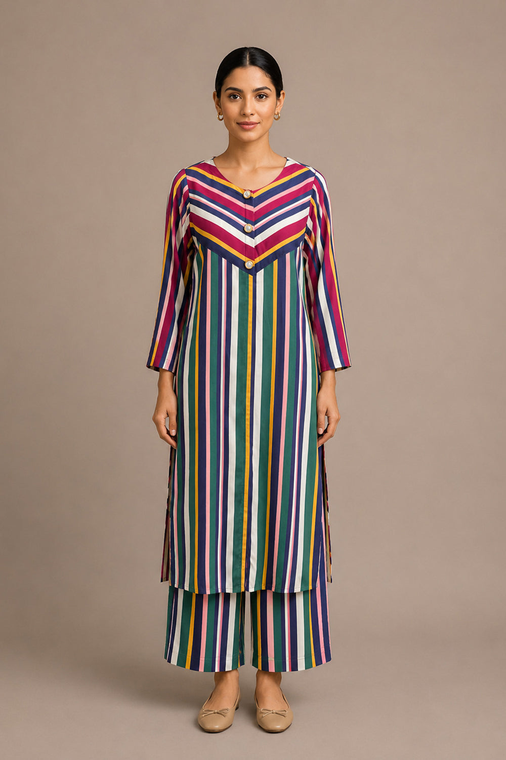 Straight Fit Kurta with Wide-Leg Pants