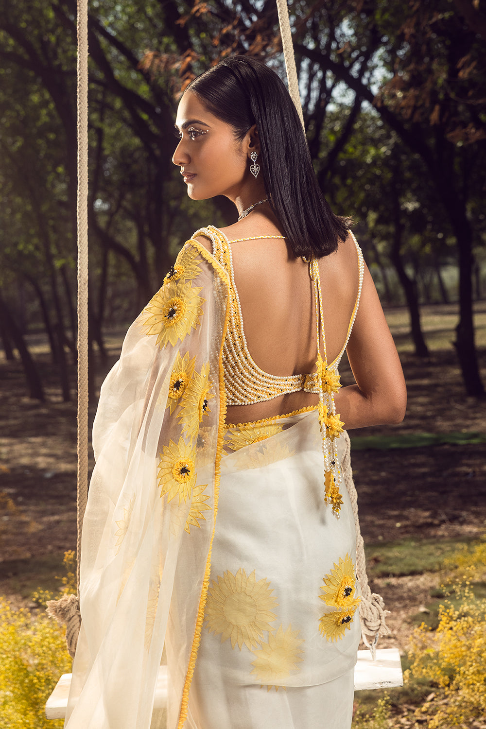 Sunflower Off White Organza Saree