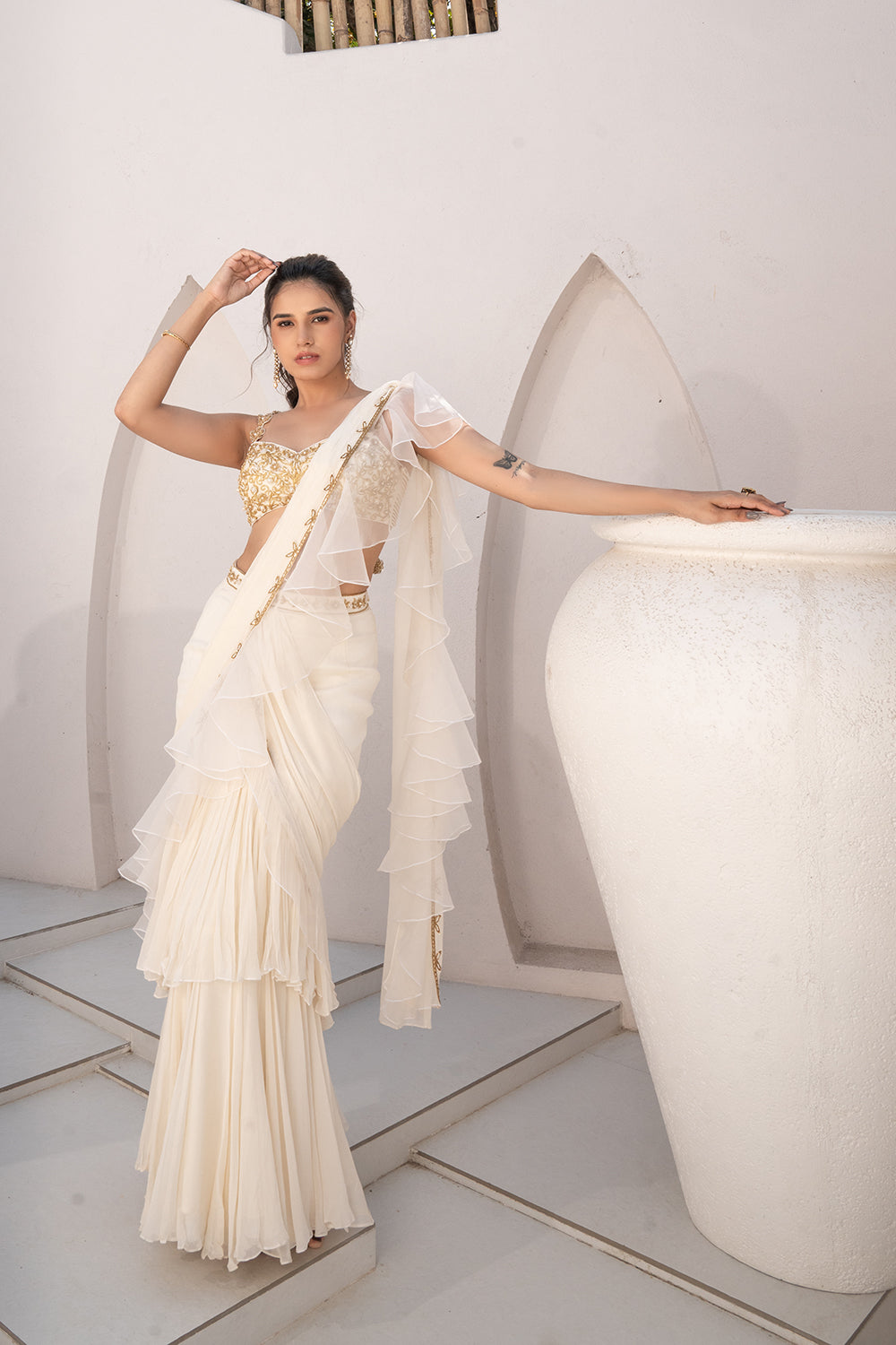 Sunlit Jasmine Saree