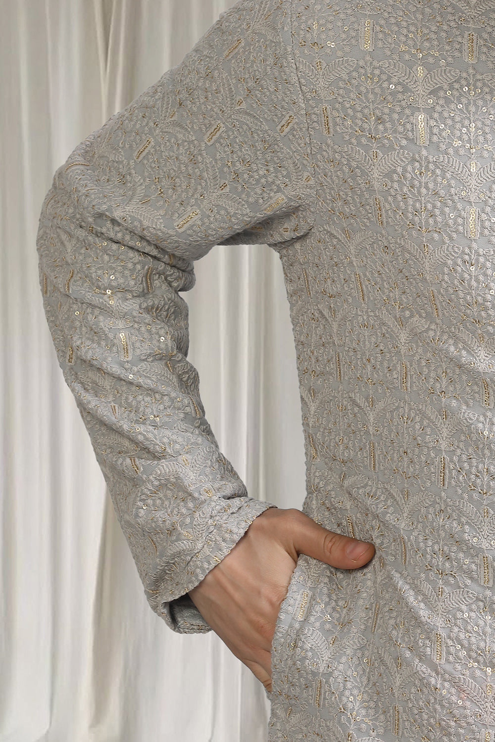 Swarna Utsav All Over Embroidered Kurta With Back Elastic Pants
