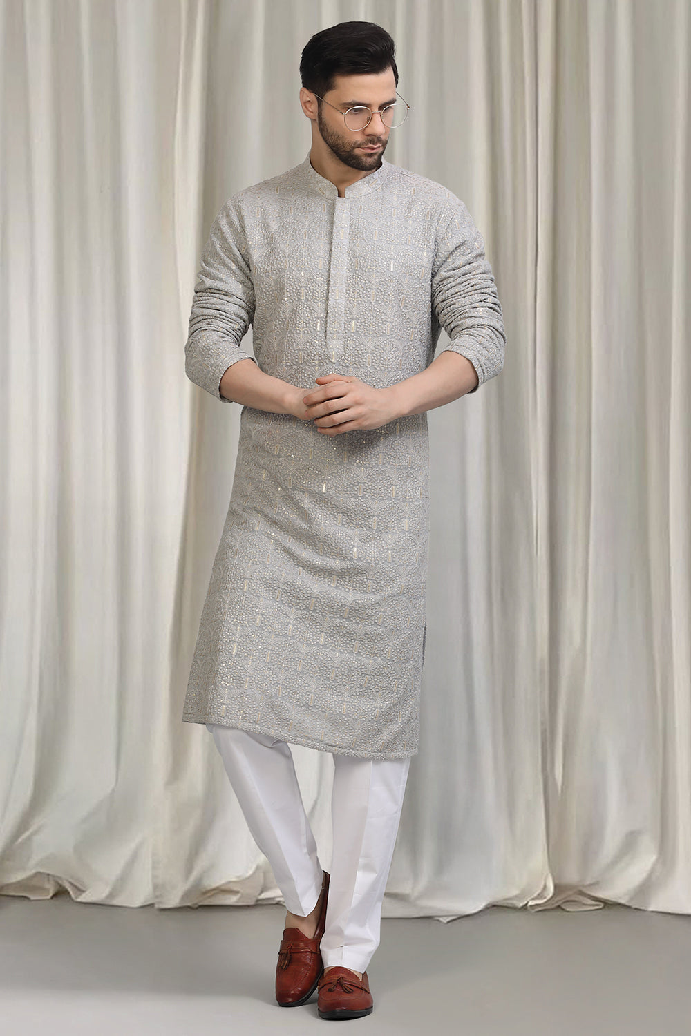Swarna Utsav All Over Embroidered Kurta With Back Elastic Pants