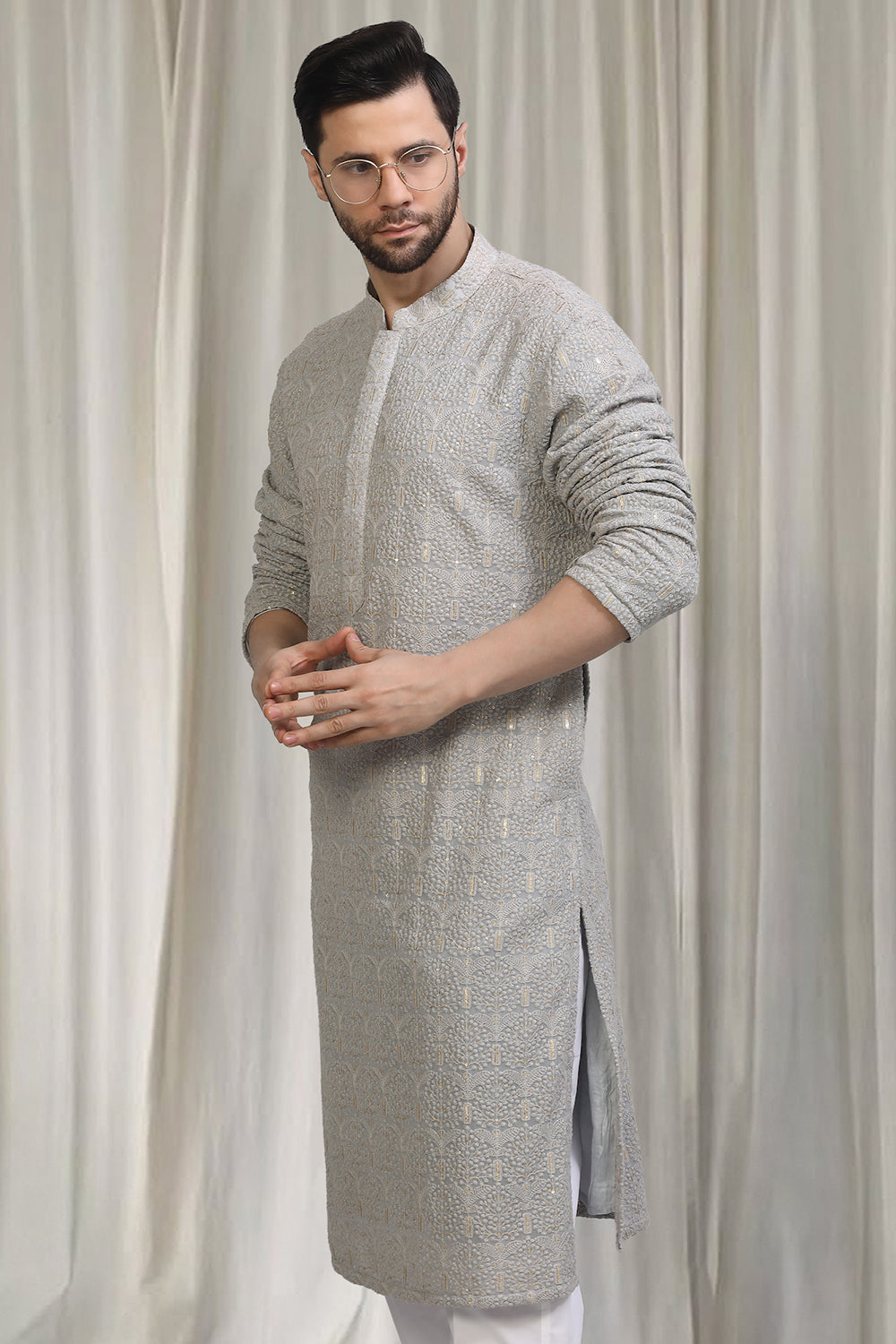 Swarna Utsav All Over Embroidered Kurta With Back Elastic Pants