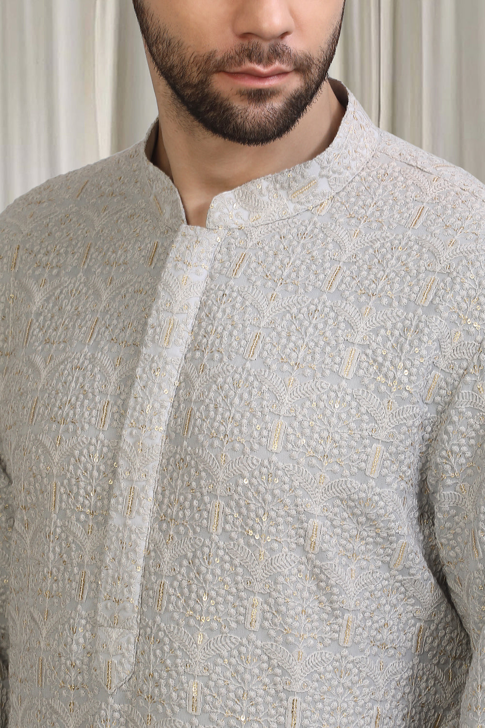 Swarna Utsav All Over Embroidered Kurta With Back Elastic Pants