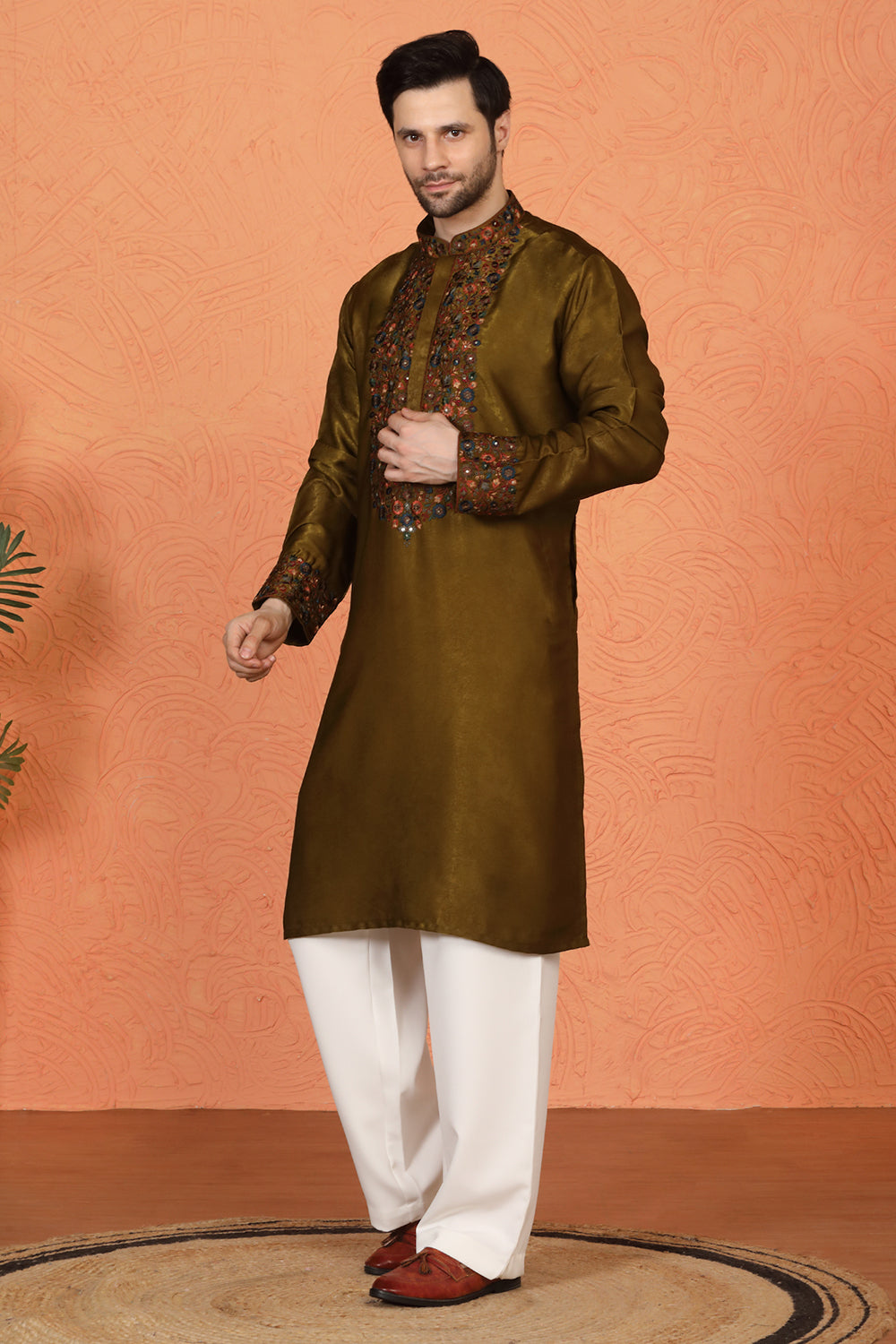Swarna Utsav All Over Embroidered Kurta with Back Elastic Pants