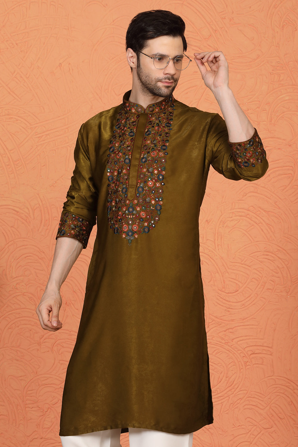 Swarna Utsav All Over Embroidered Kurta with Back Elastic Pants