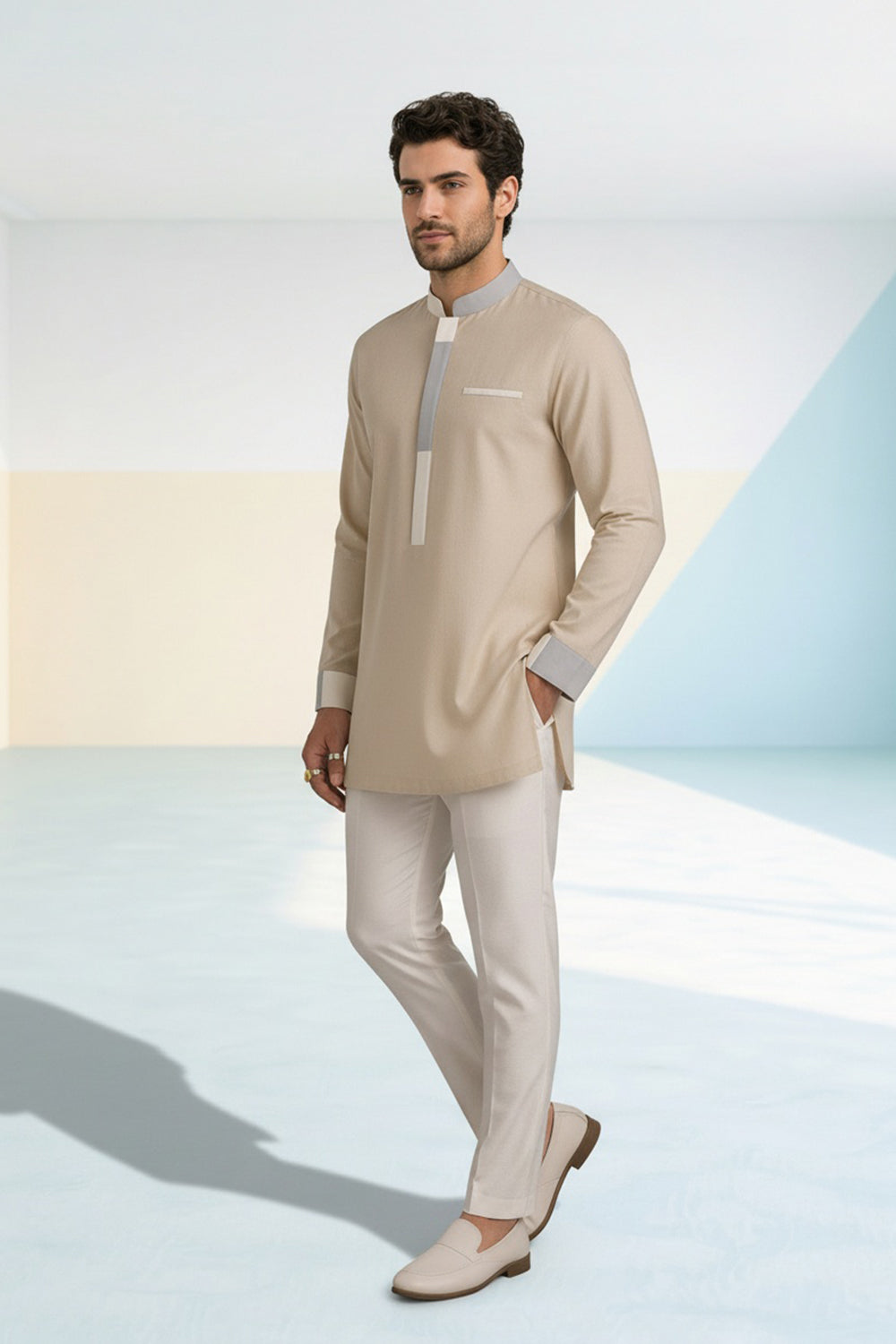 Colour Block Kurta Set - Tarin