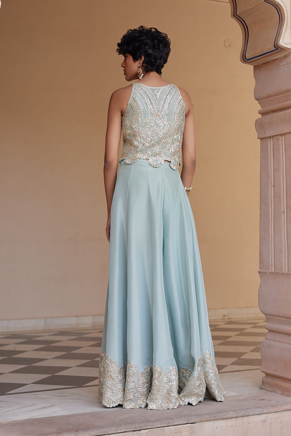 Tea Green Embroidered Co-ord Set