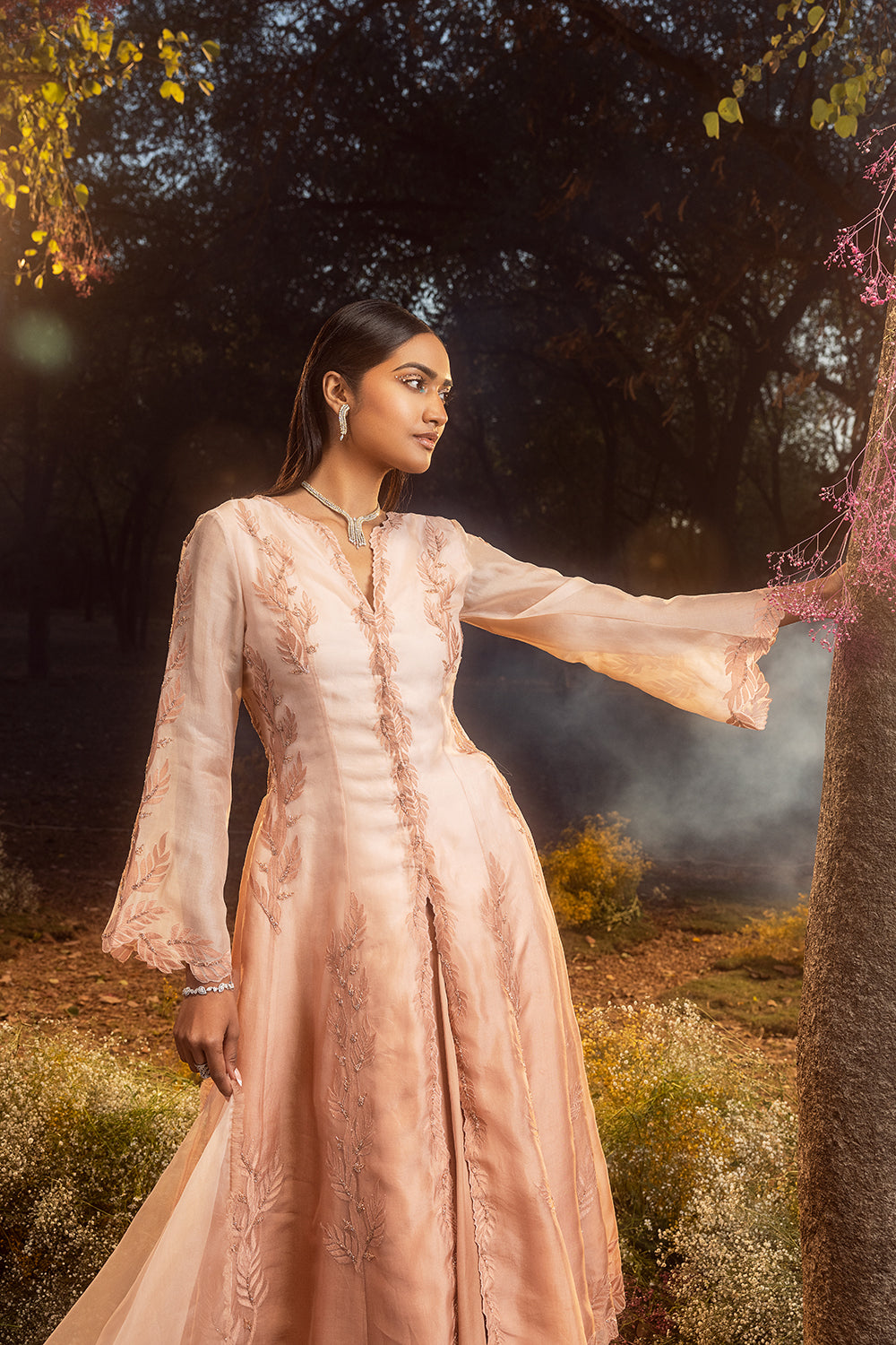 Tea Rose Jacket With Skirt And Dupatta