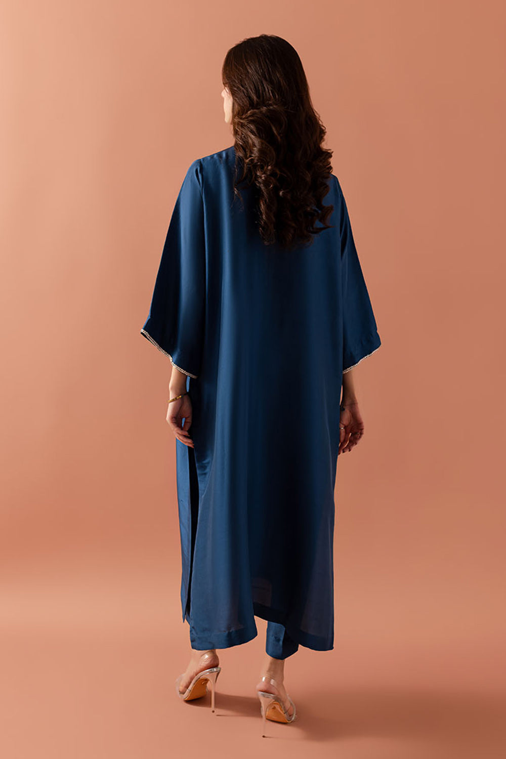 Teal Embroidered Comfort Fit Kurta Set