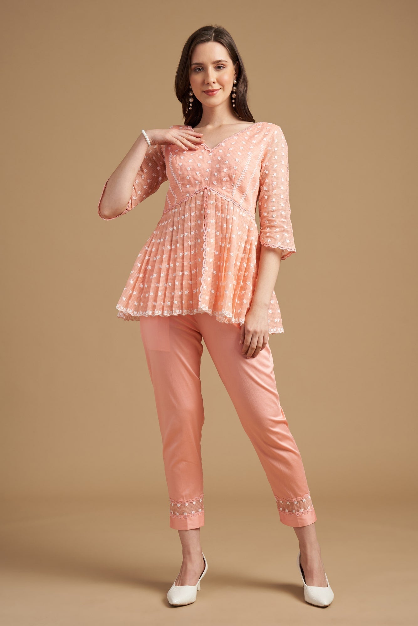 Ivory Thread Embroidered Tuic Jacket with Pant