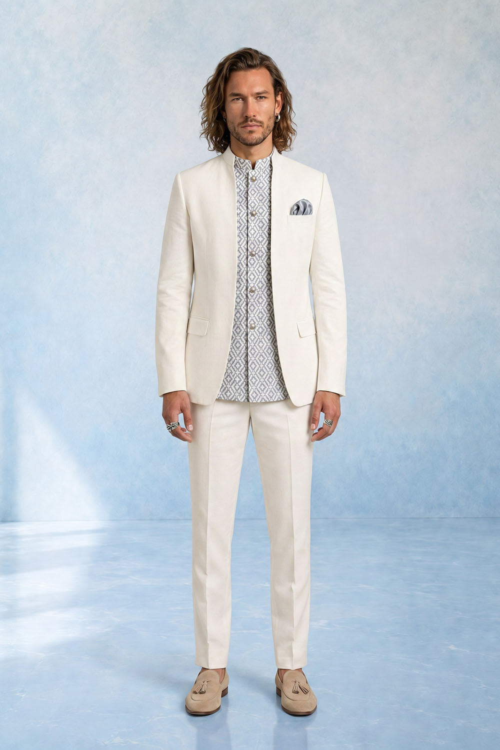 Threadwork Layered Bandhgala - Azael