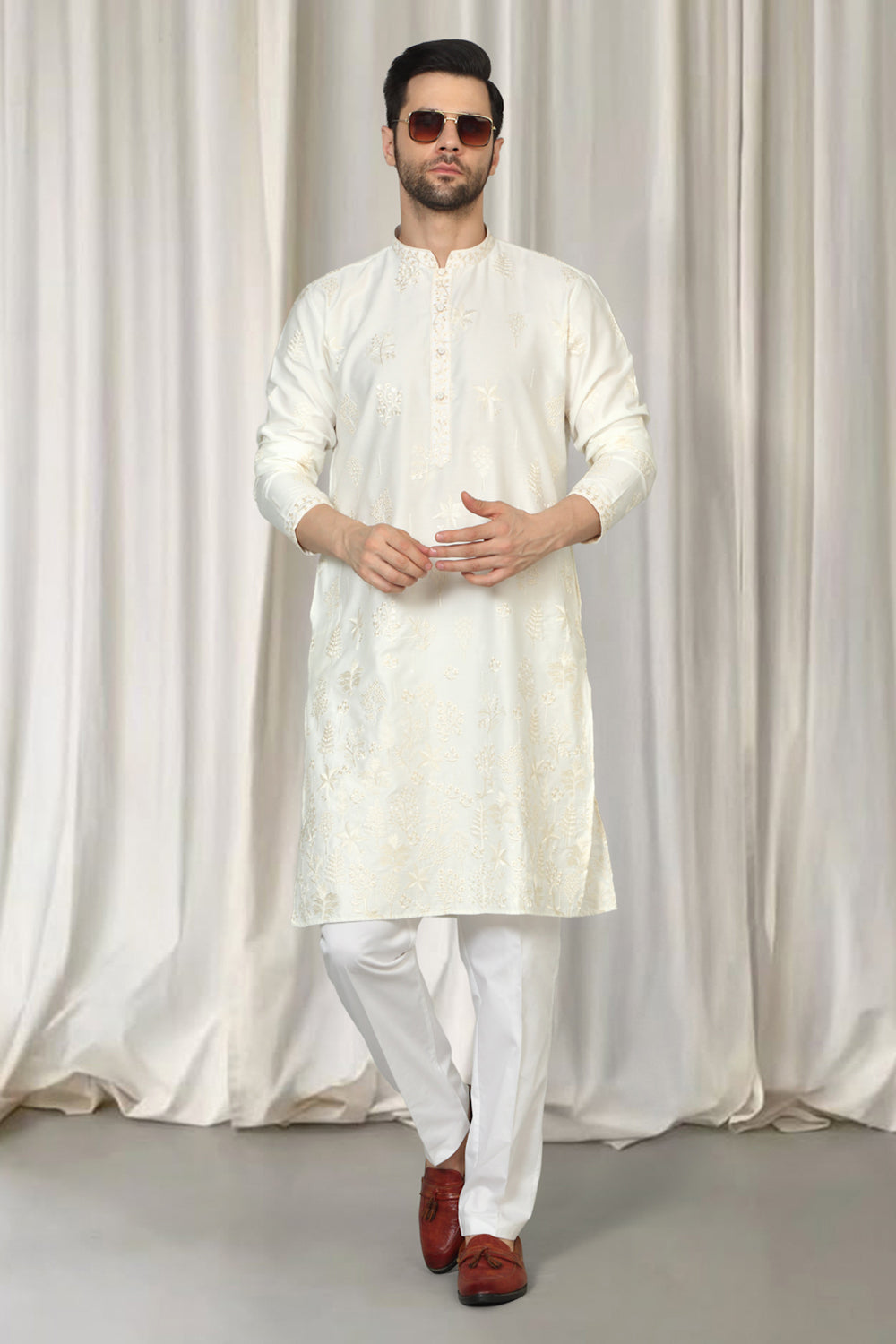 Upwan Embroidered Kurta Back Elastic Pants