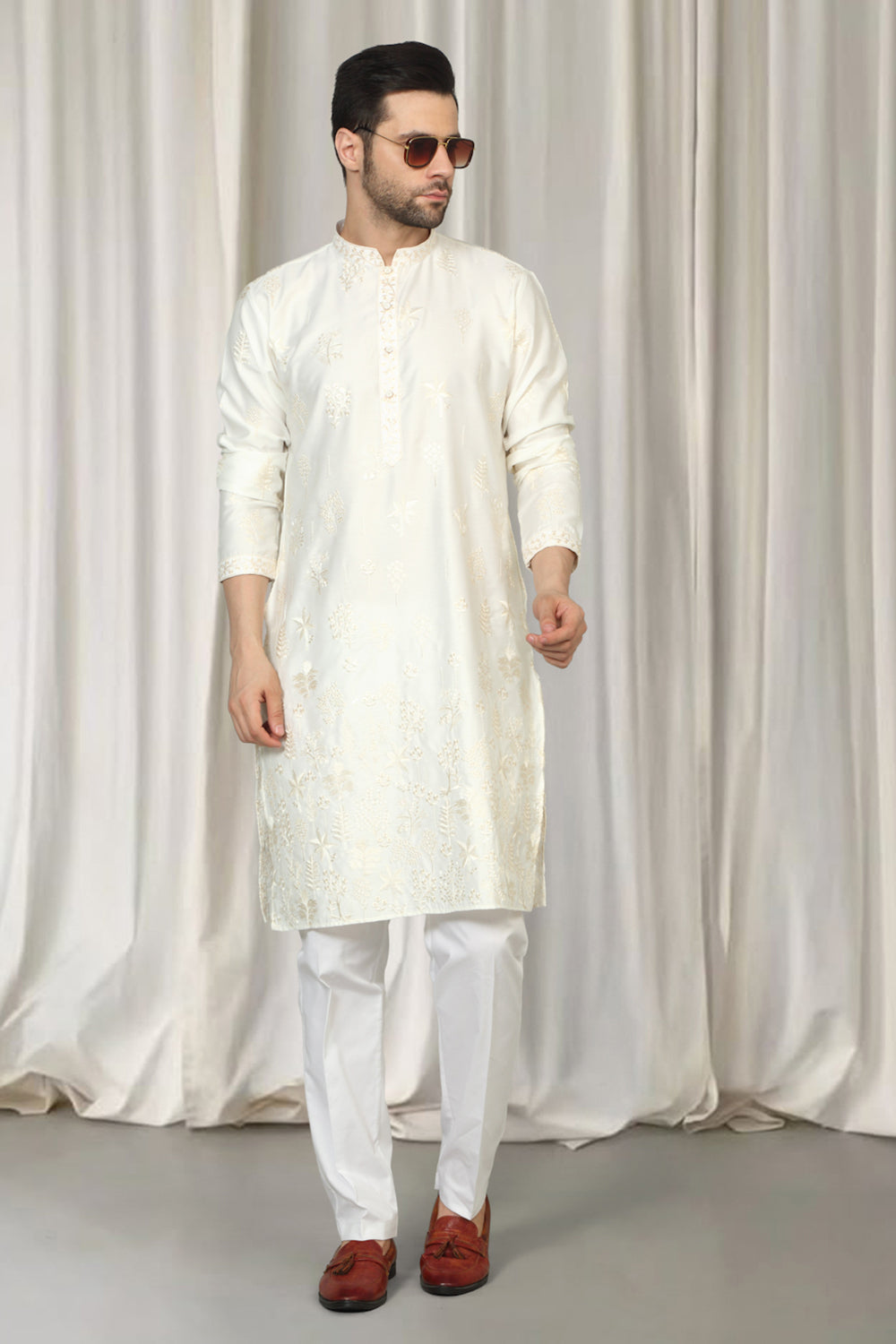 Upwan Embroidered Kurta Back Elastic Pants