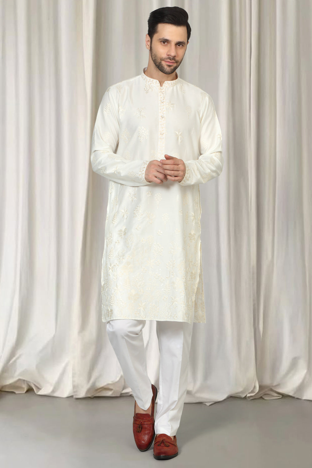 Upwan Embroidered Kurta Back Elastic Pants