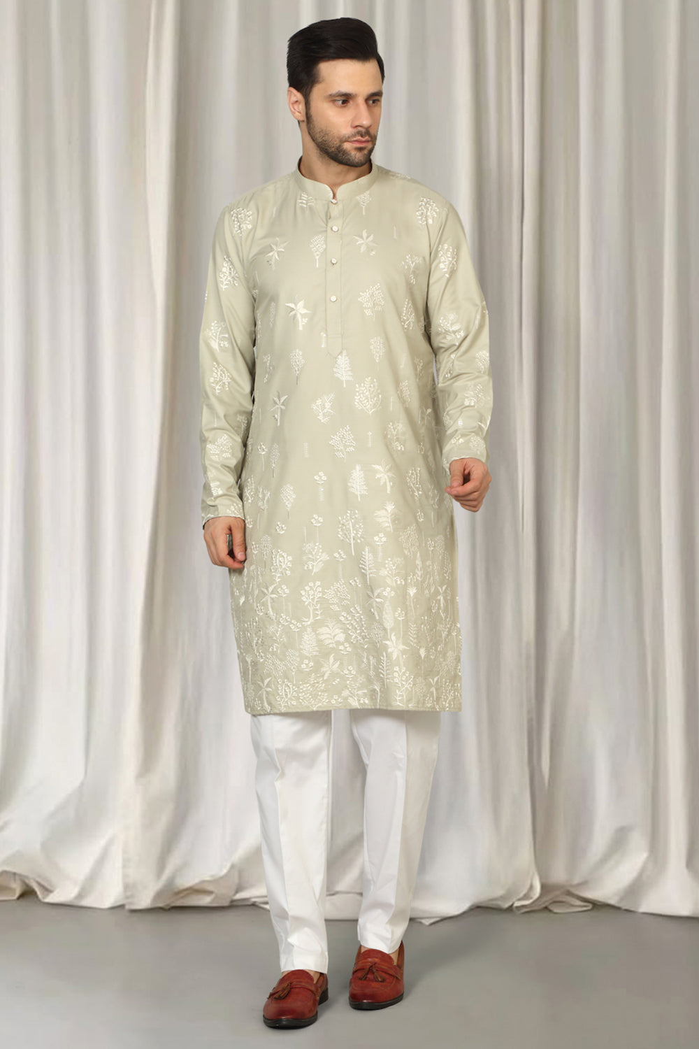 Upwan Embroidered Kurta Back Elastic Pants
