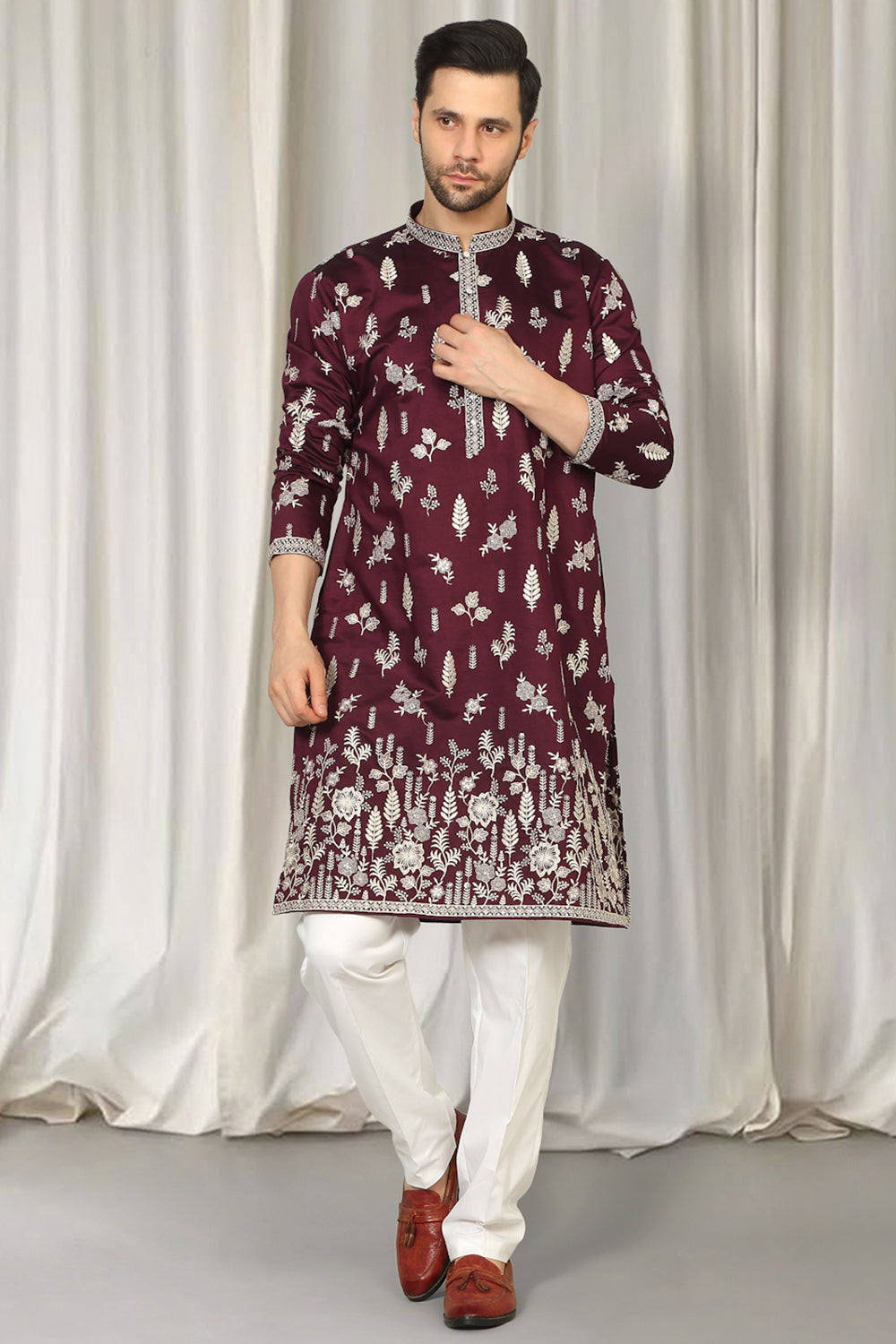 Upwan Embroidered Kurta Back Elastic Pants