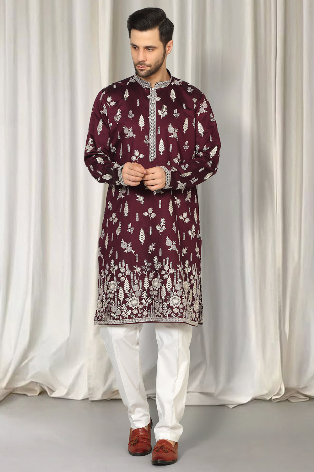 Upwan Embroidered Kurta Back Elastic Pants