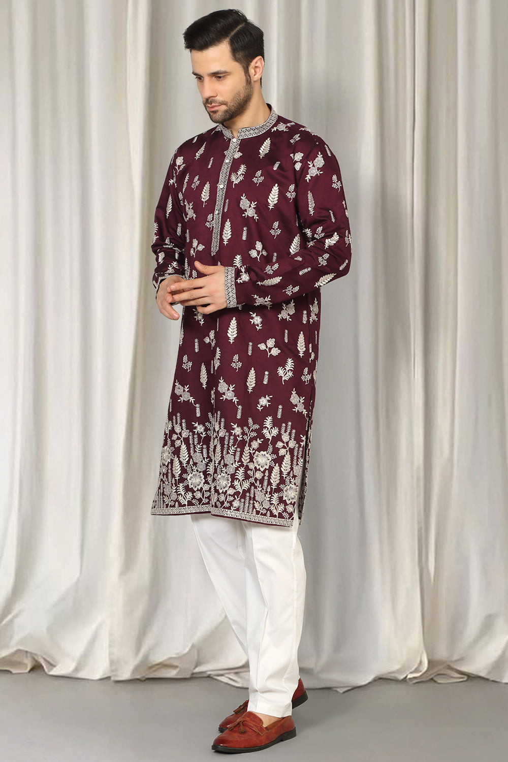 Upwan Embroidered Kurta Back Elastic Pants