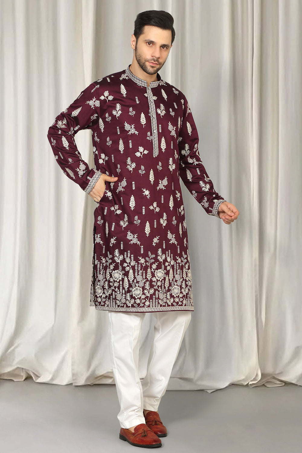 Upwan Embroidered Kurta Back Elastic Pants