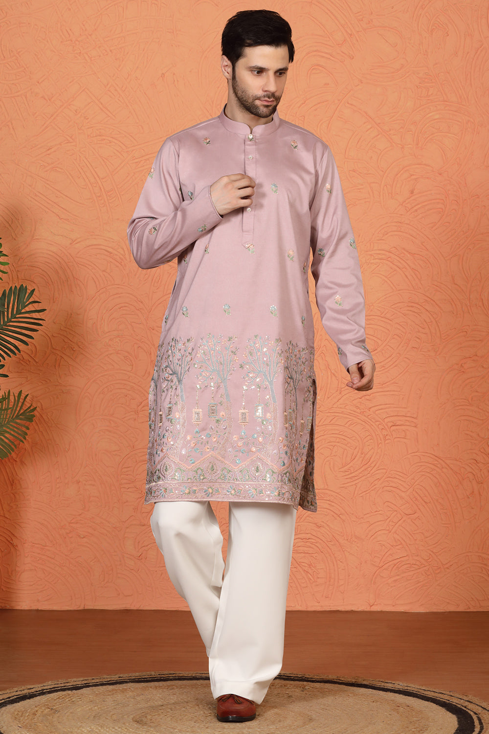 Upwan Utsav Embroidered Kurta with Loose Fit Parallel Pants
