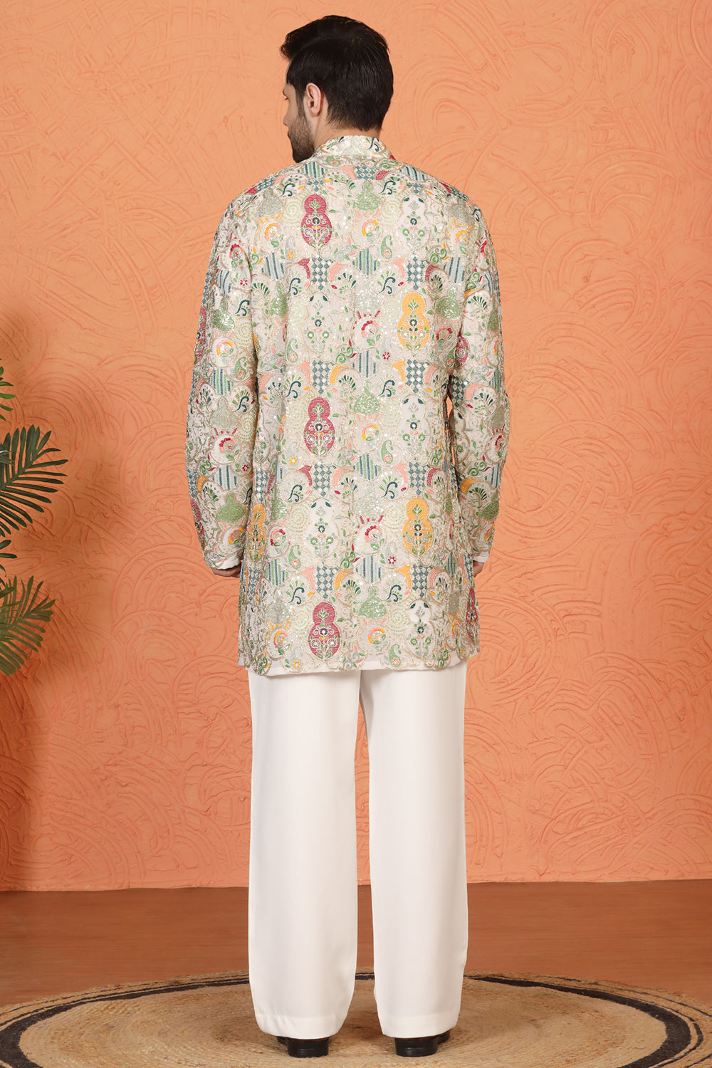 Utsav Embroidered Kurta with Loose Fit Back Elastic Parallel Pants