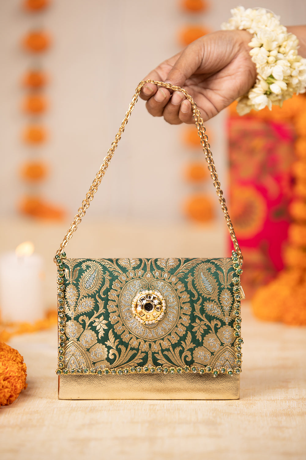 Vanika Green Handbag