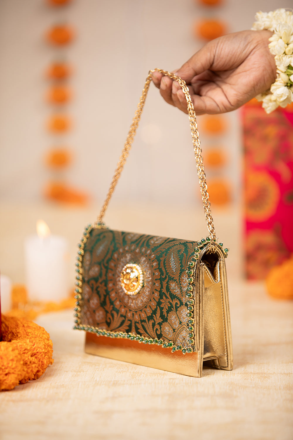 Vanika Green Handbag