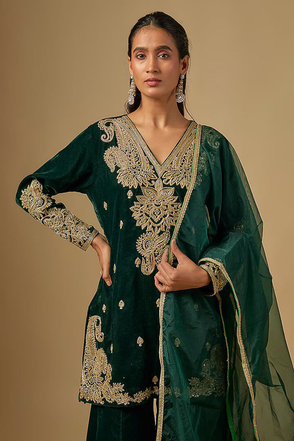 Velvet Sharara Set