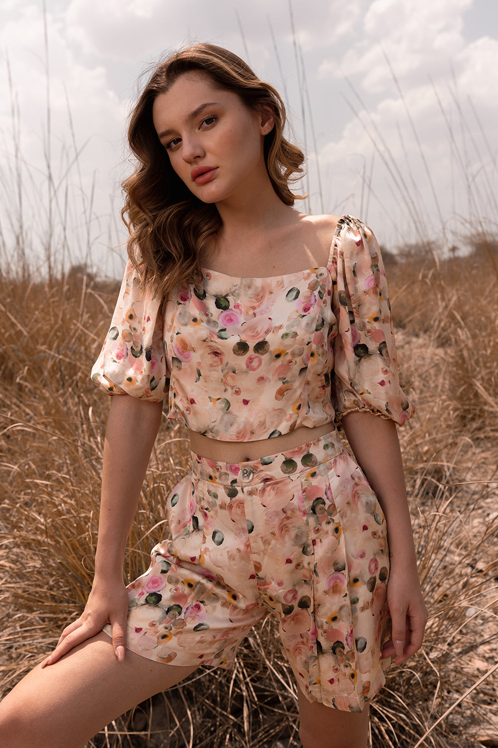 Whispering Pastels Crop Top And Shorts Co-Ord