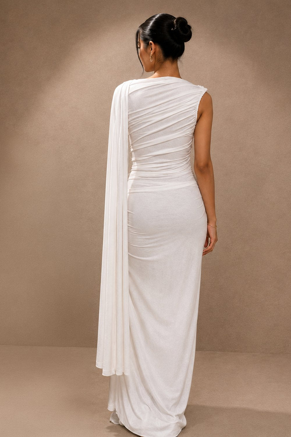 White Asymmetrical Maxi Dress