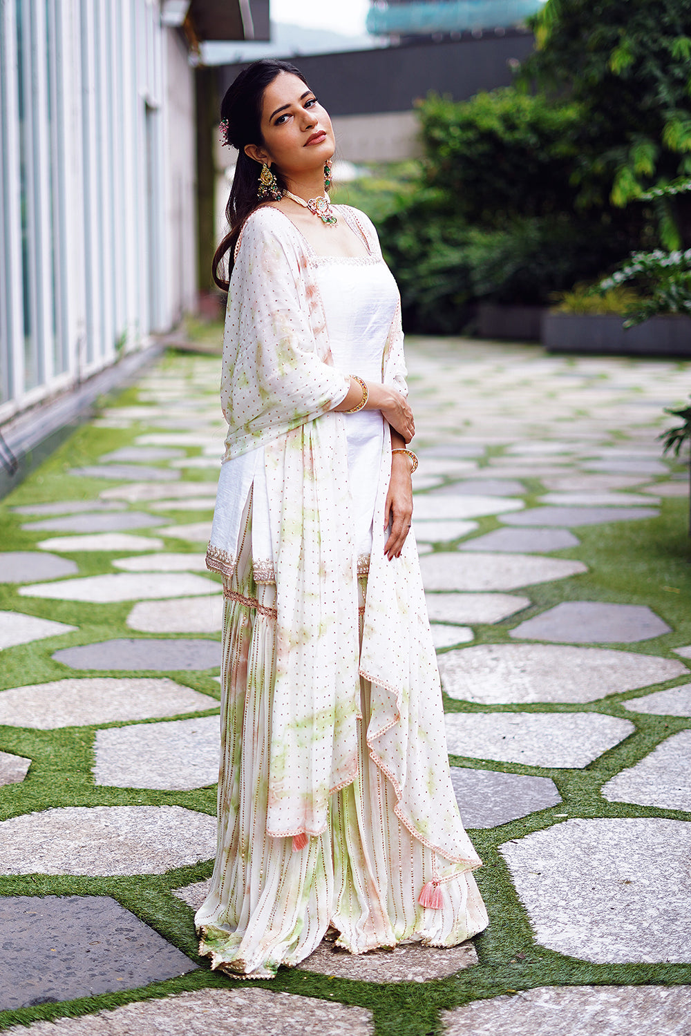 White Kurta Sharara Set