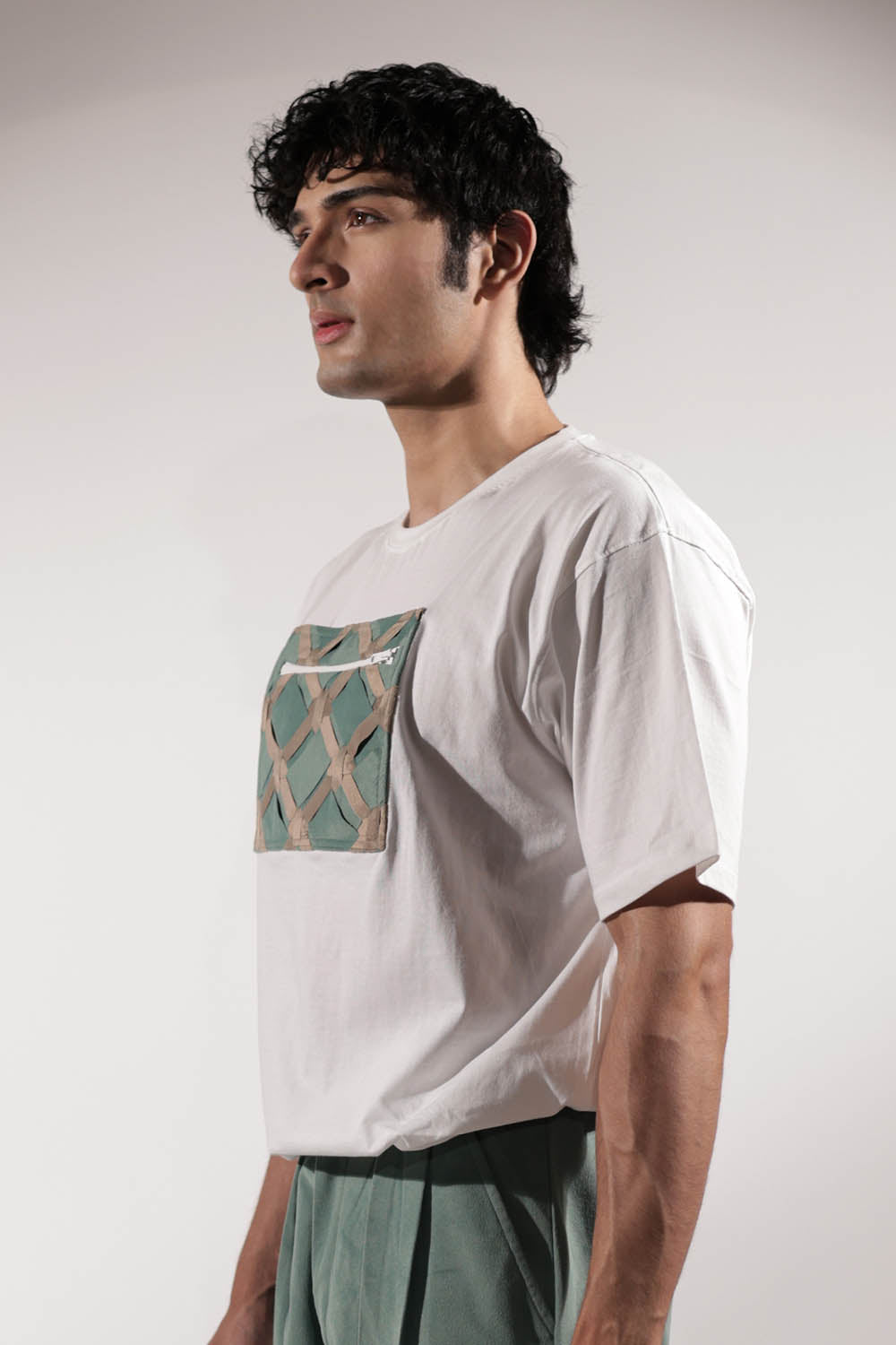White Woven Pocket T-shirt