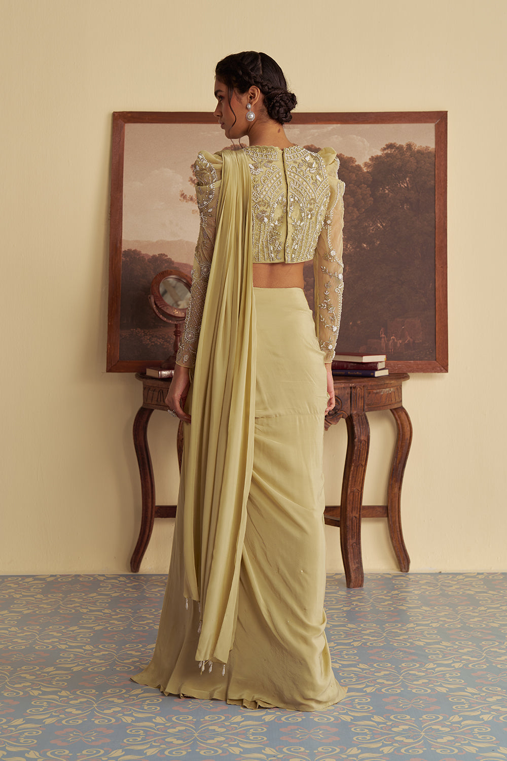 Willow whisper drape saree set
