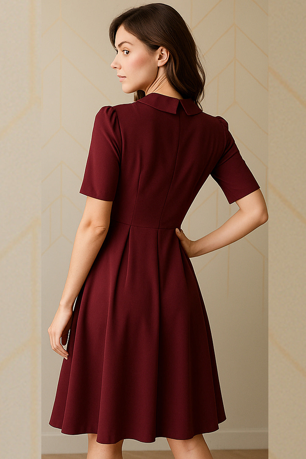 Wine A- Line plated dress