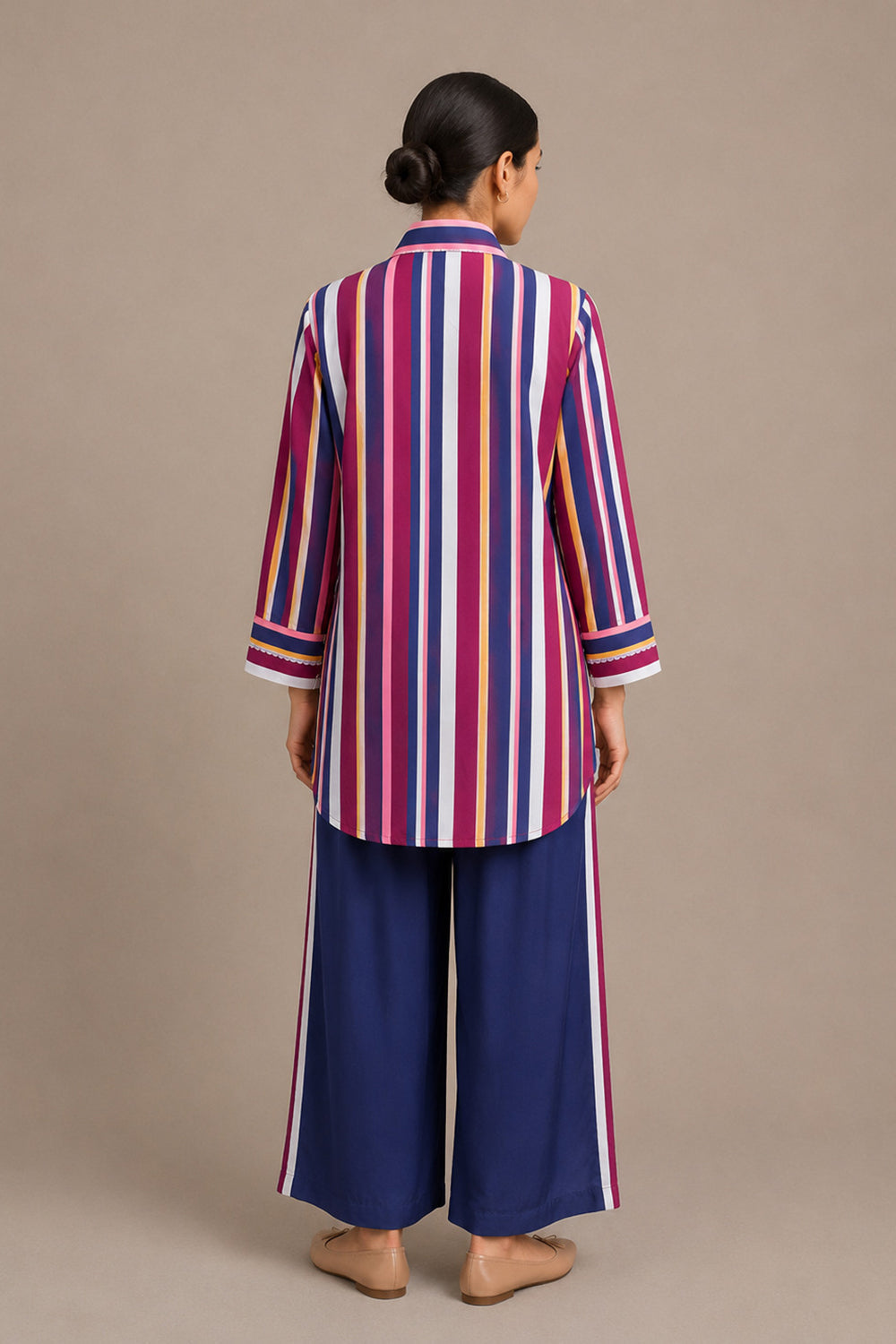 Women's Striped Shirt Co-Ord Set