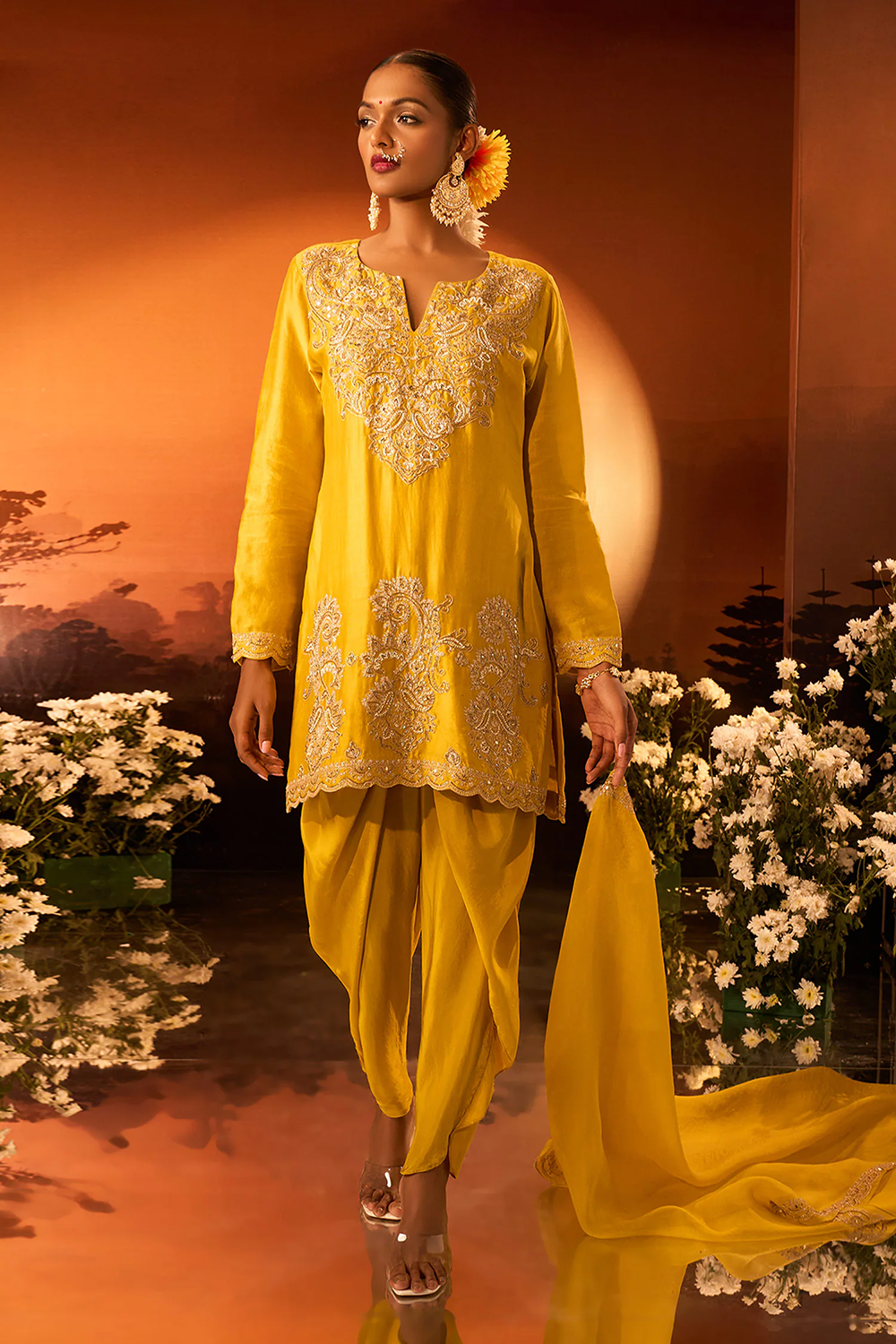 Yellow Embroidered Kurta Set
