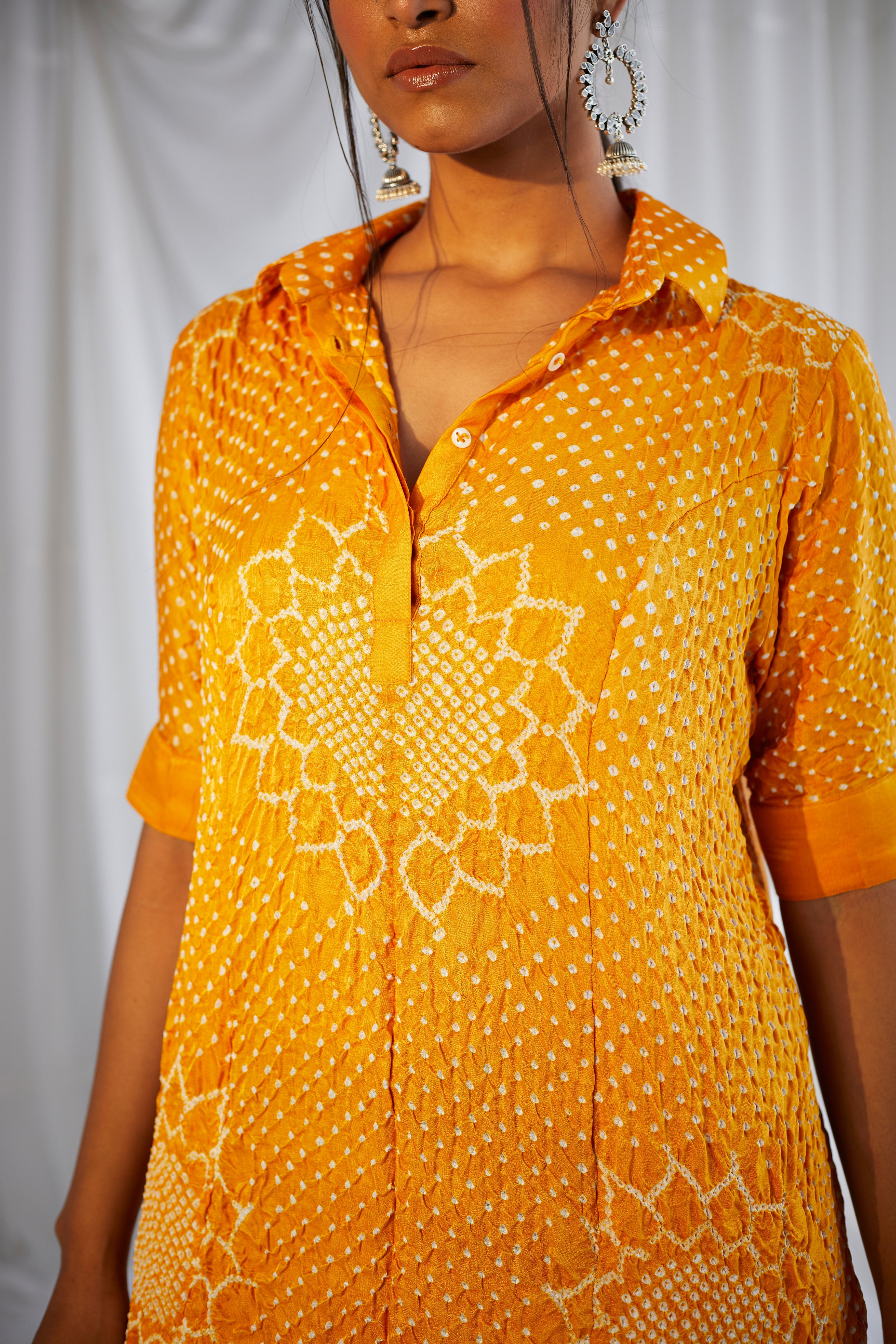 CY 29 India Bandhani Overlap Dress Closeup 1