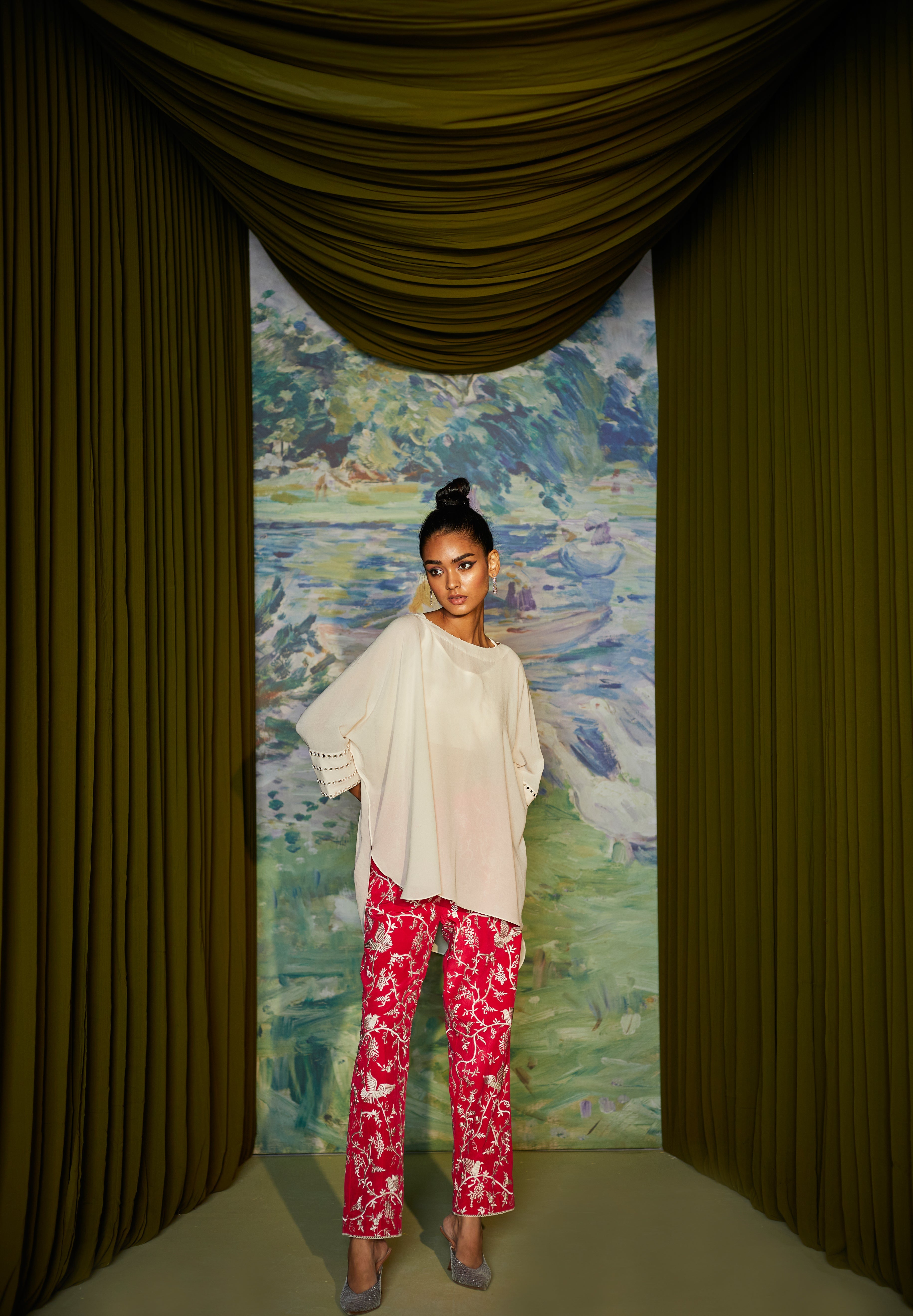 CY 29 India Embroidered Cuff Sleeves Cape Top Front 3