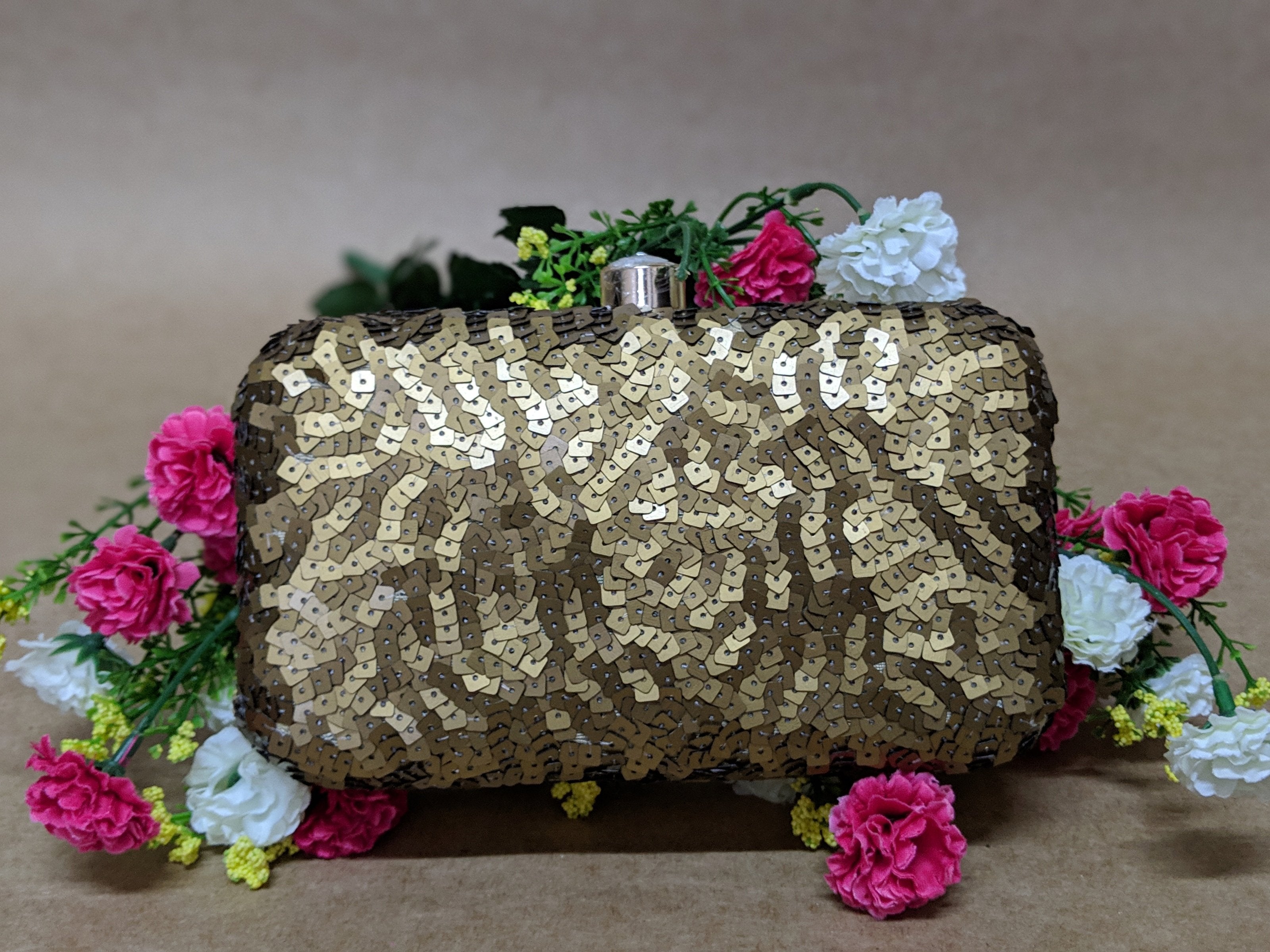 Avanche by Janhavi - Antique Sequin Hand Embroidered Clutch