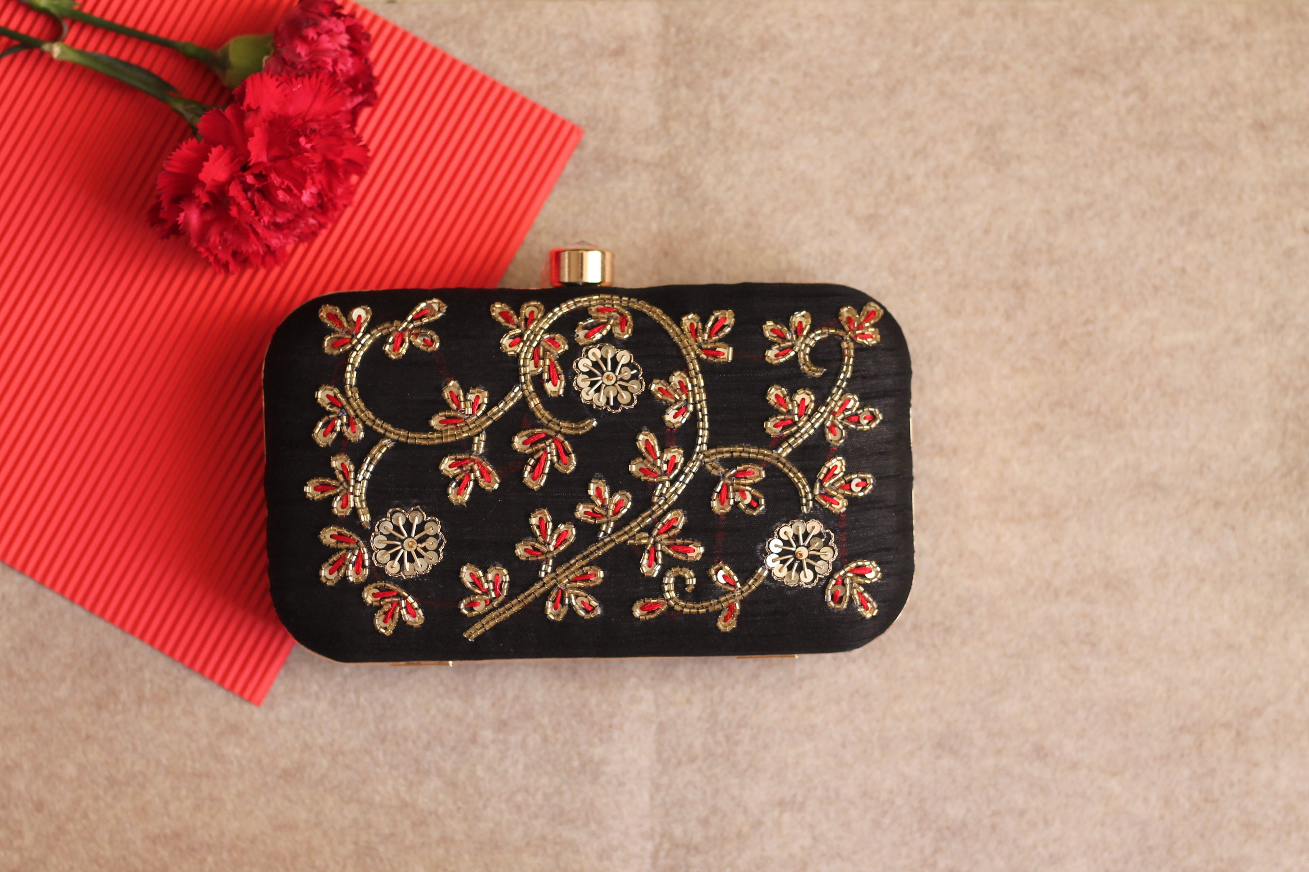 Avanche by Janhavi - Threadwork with Sequin Hand Embroidered Clutch