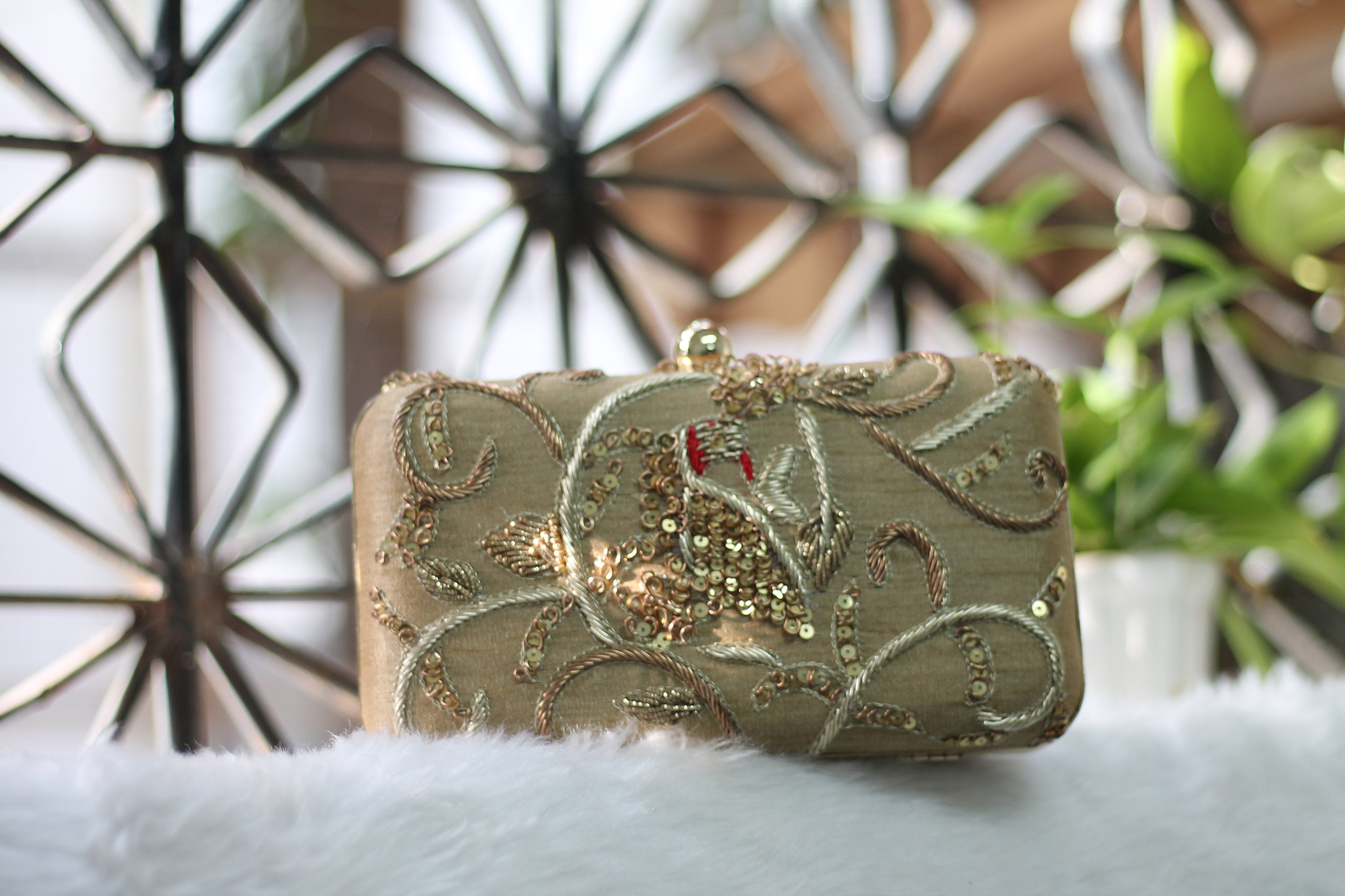 Avanche by Janhavi - Parrot Motif Hand Embroidered Clutch