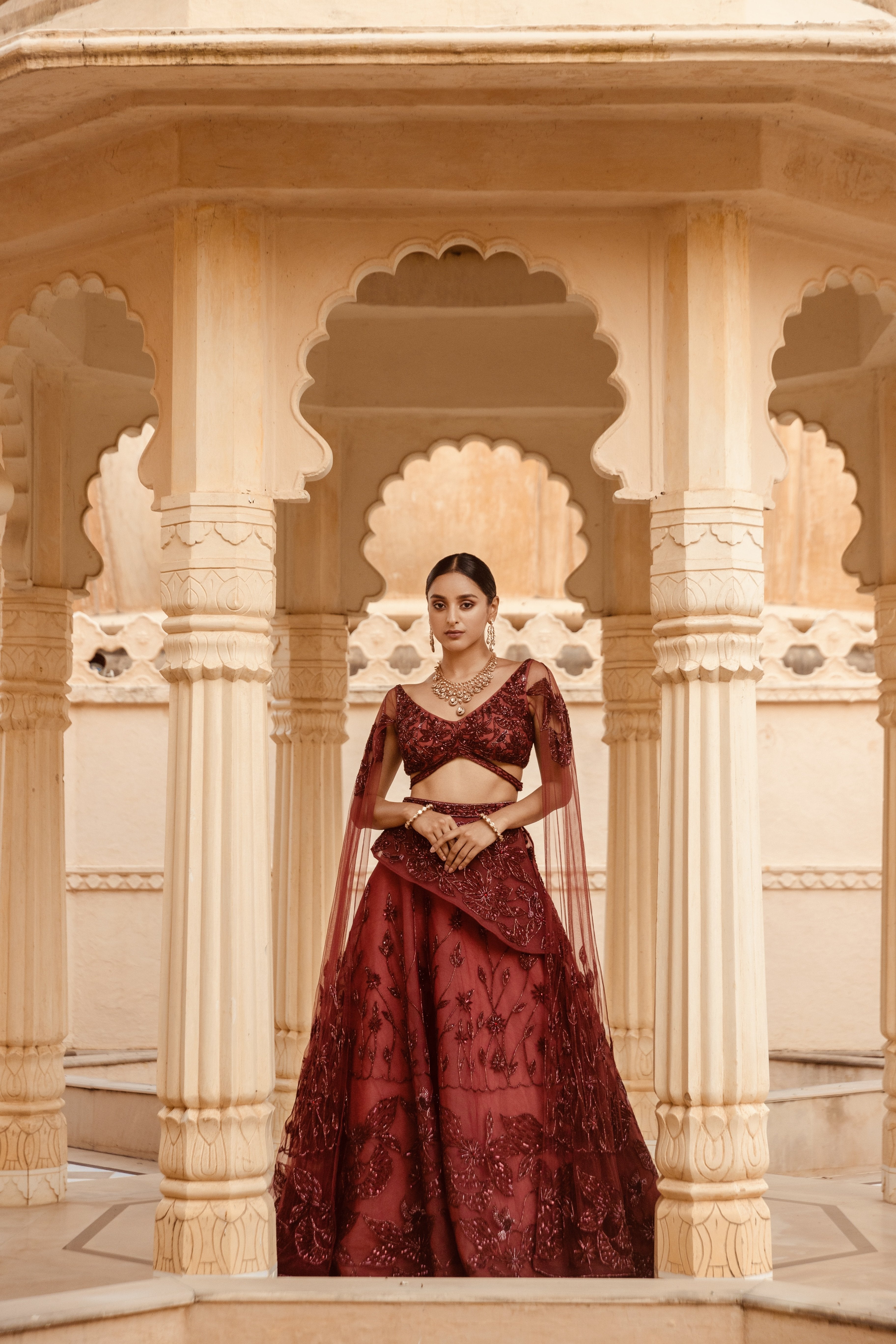 Amit GT - Cranberry Wadiyan Lehenga Set