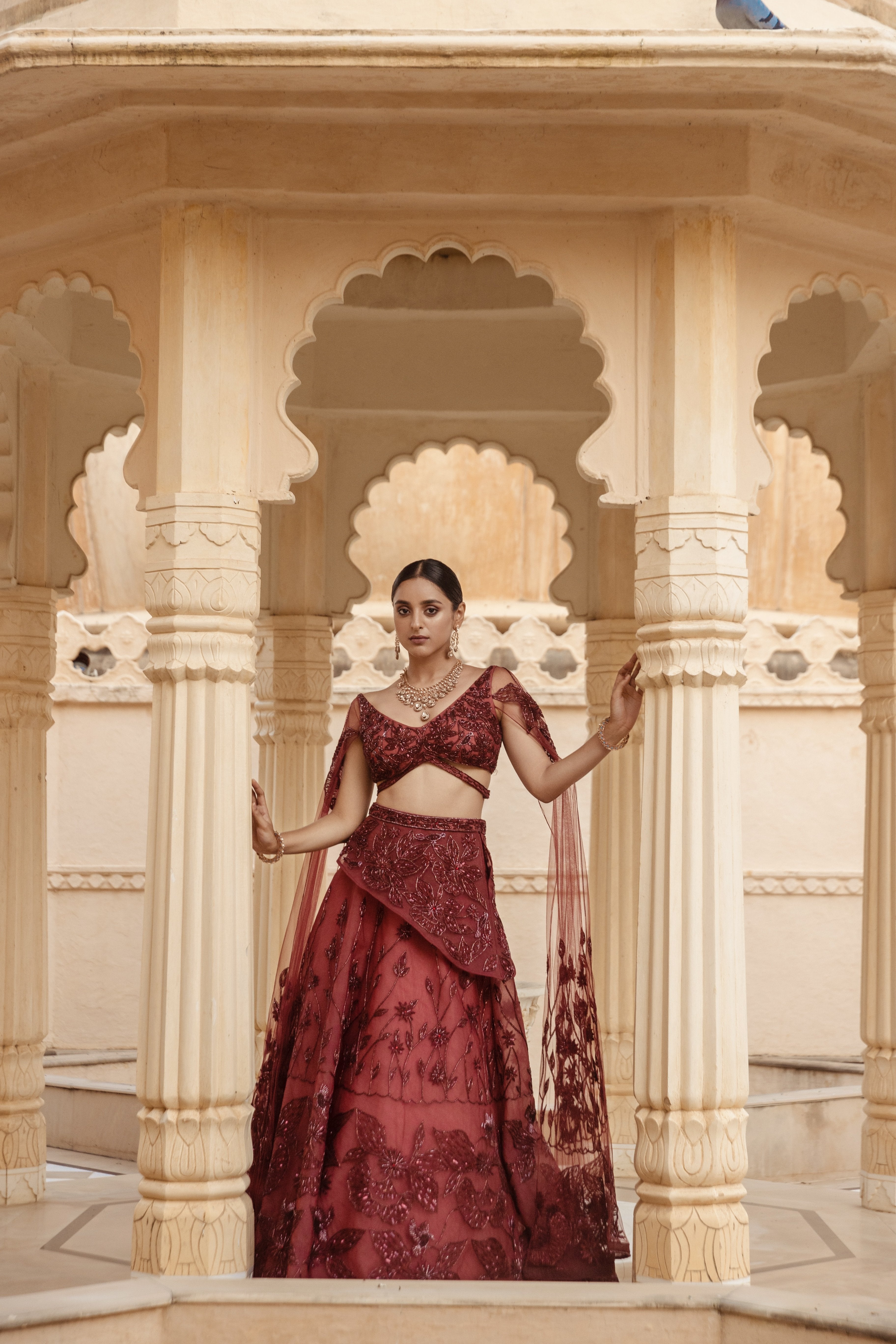Amit GT - Cranberry Wadiyan Lehenga Set