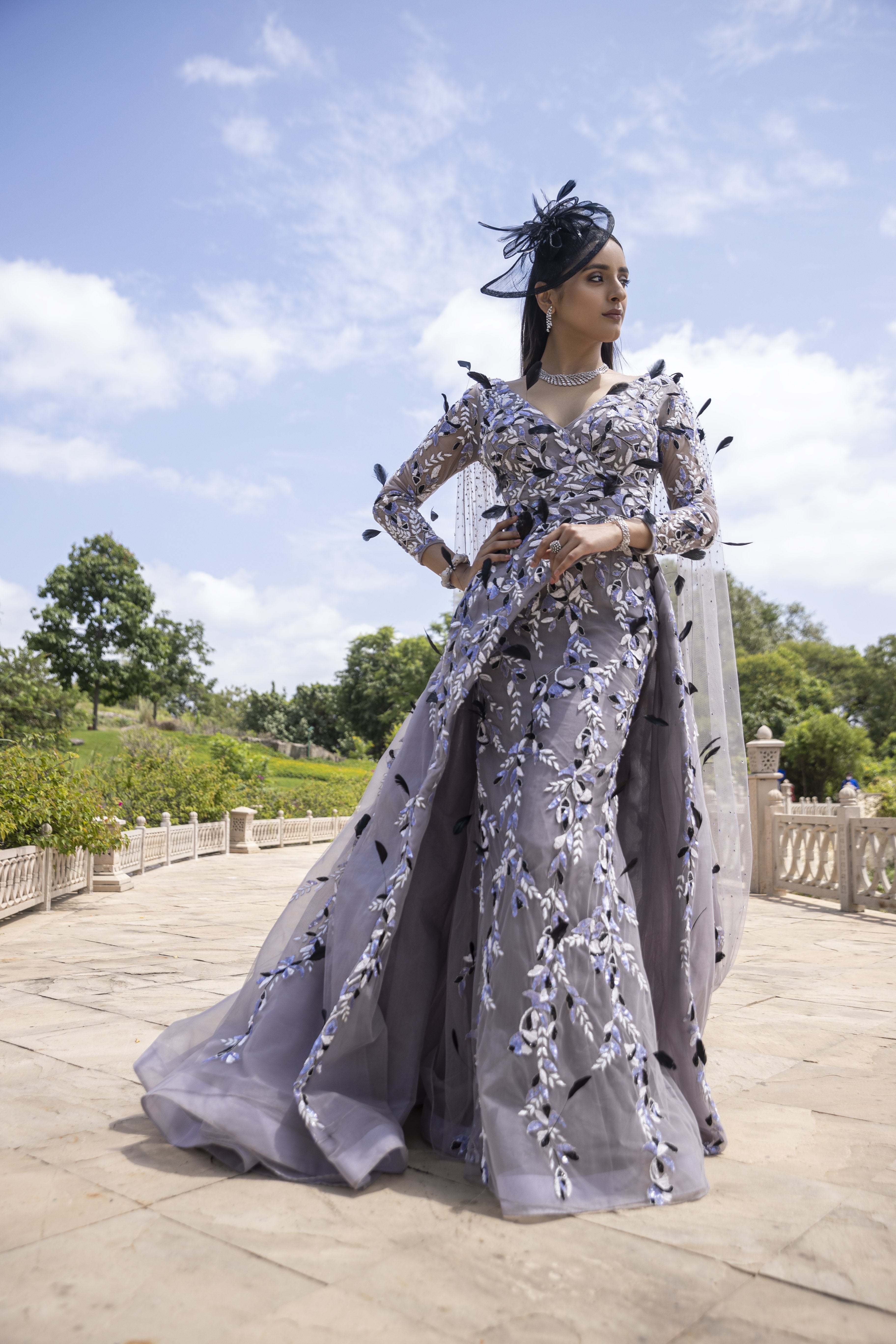 Amit GT - Denver Grey Feather Gown