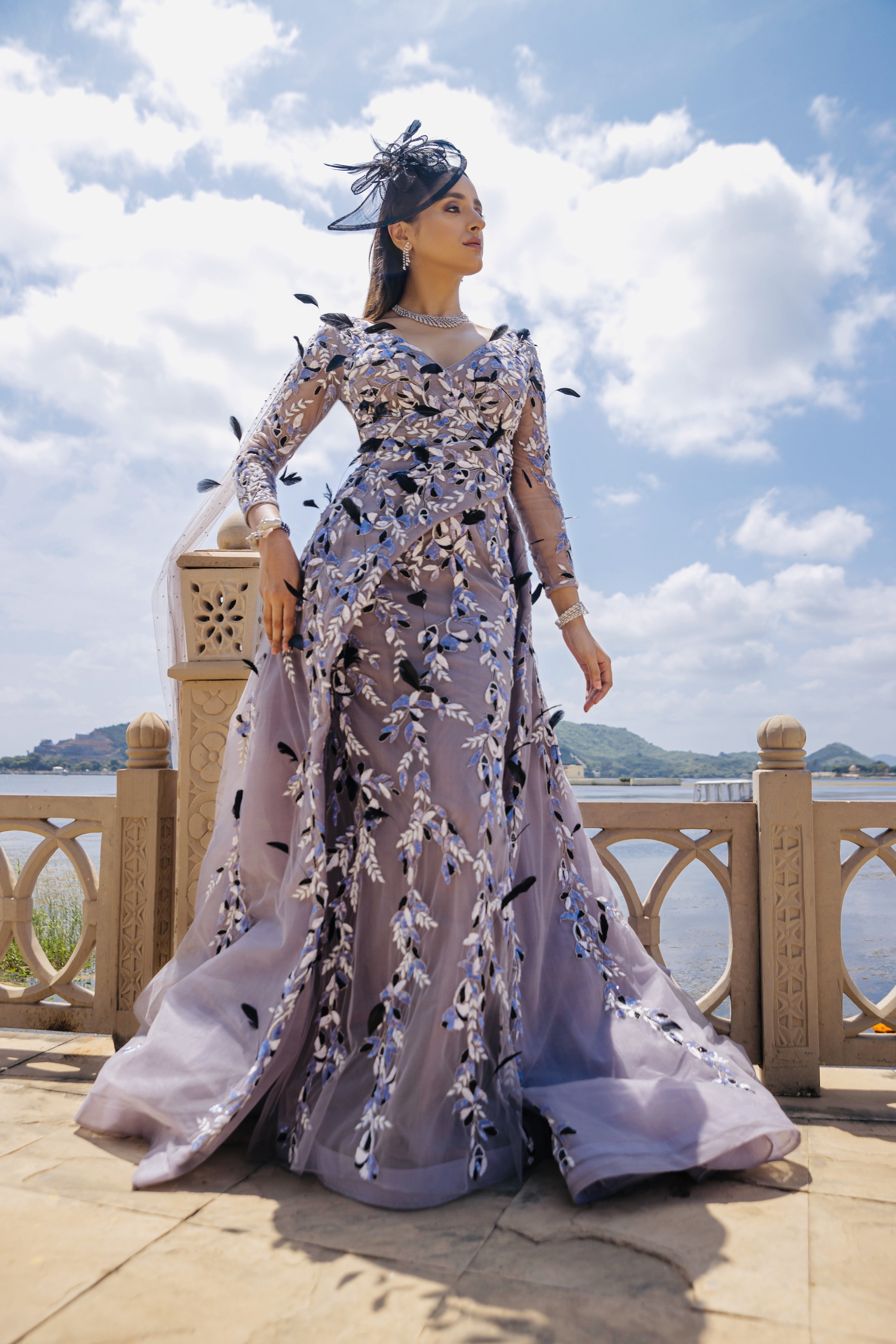 Amit GT - Denver Grey Feather Gown