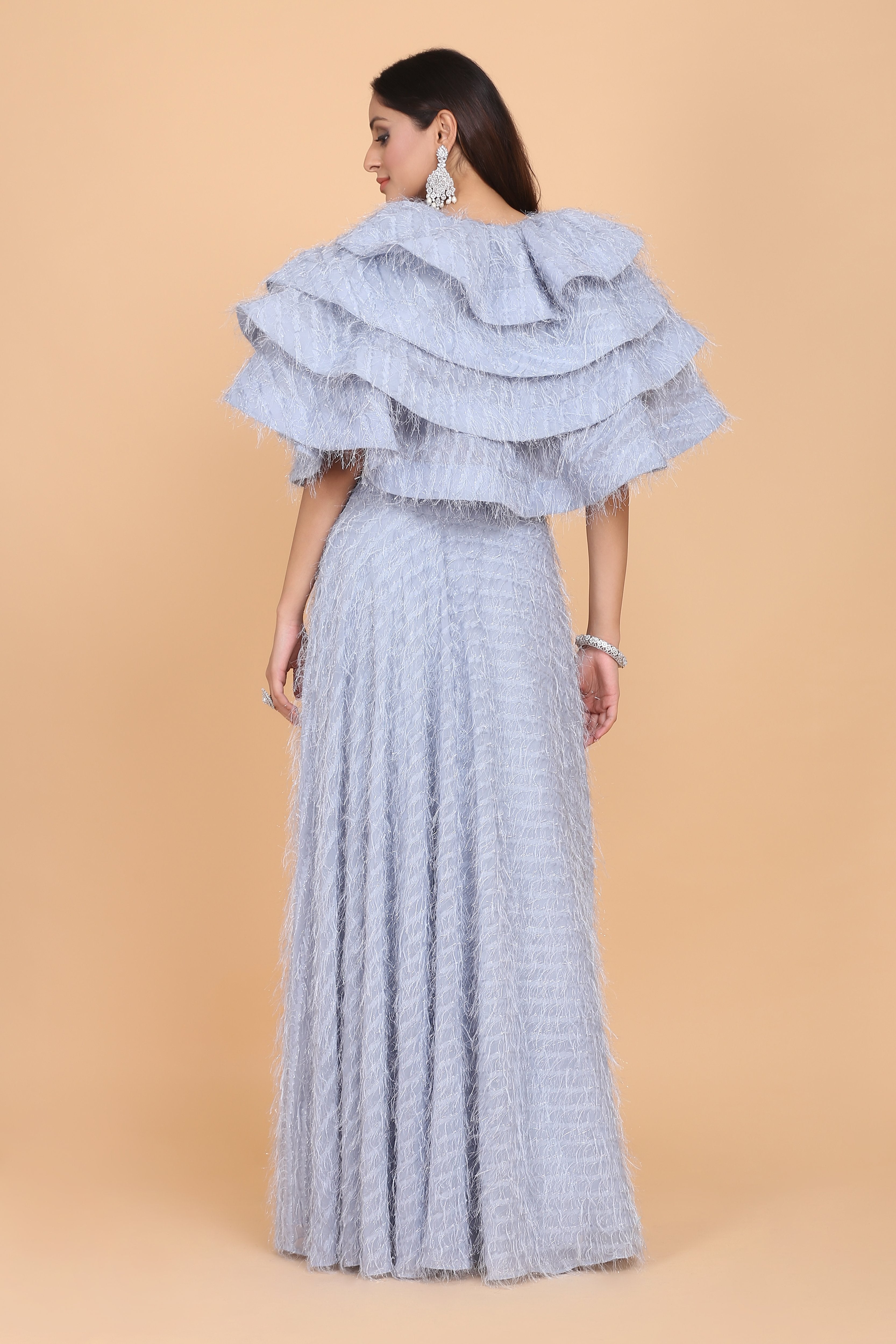 Amit GT - Fringe Ruffle Crop Top & Skirt Set