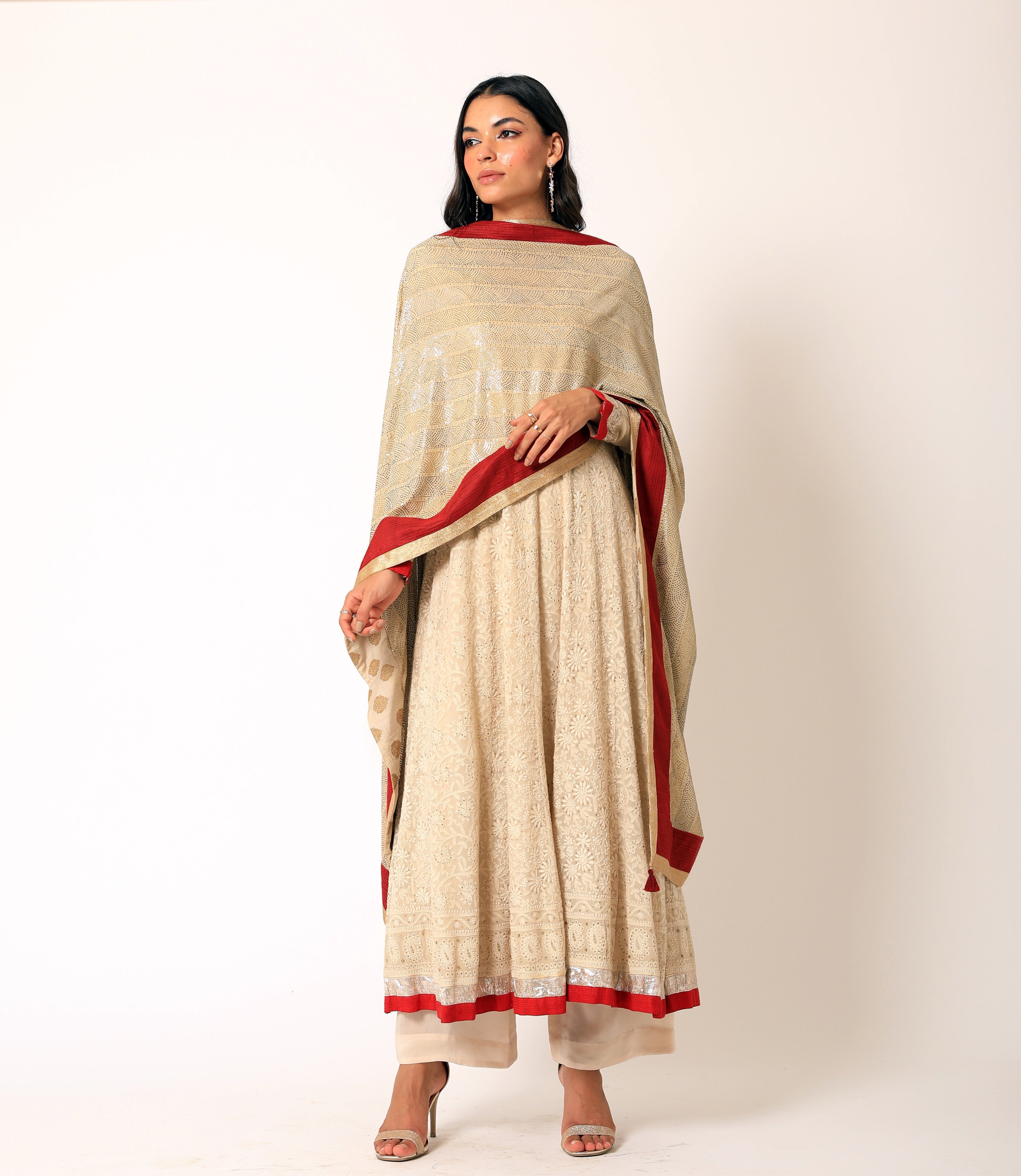 Romaa - Beige Embroidered Kurta Set