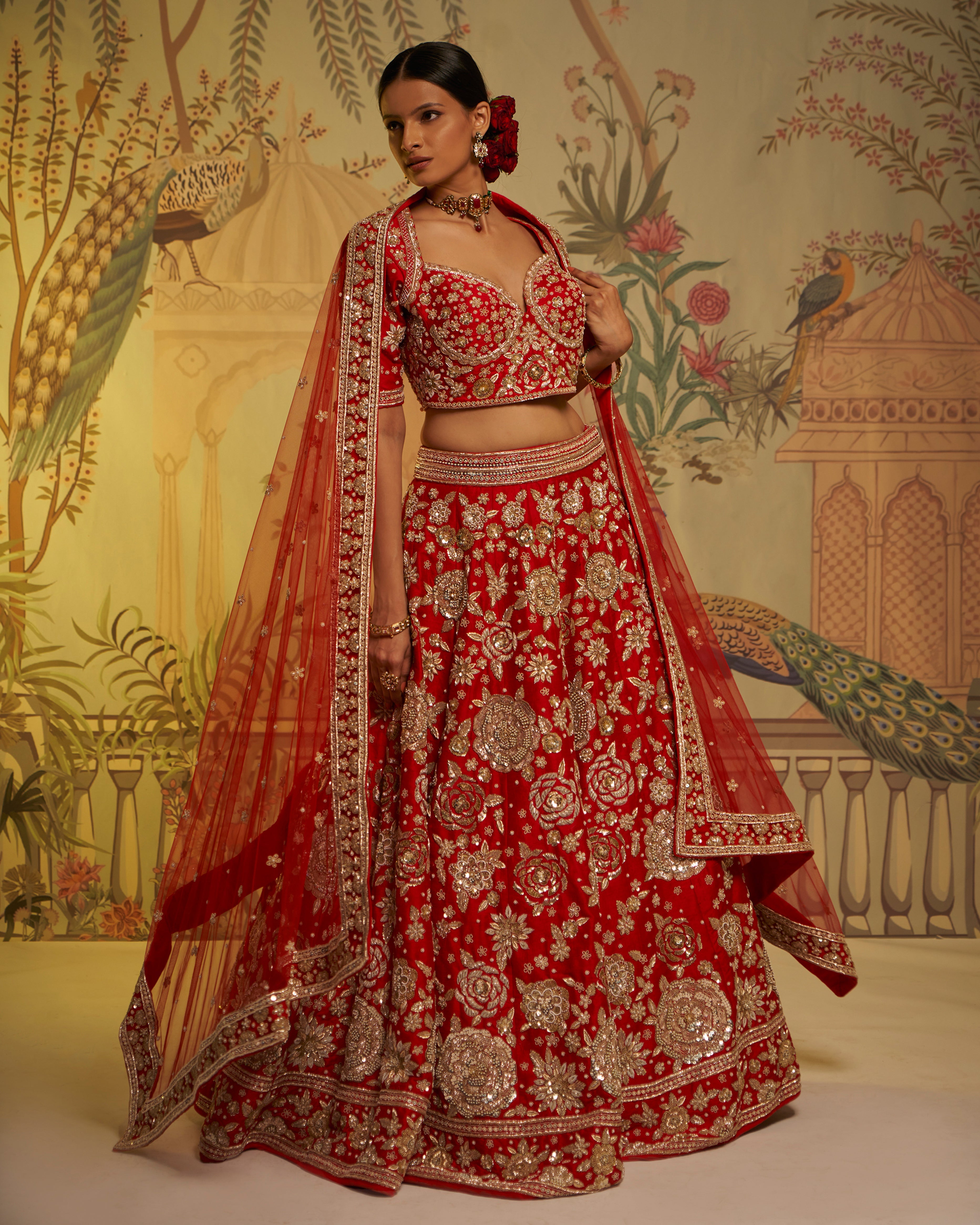 CY Aayushi Maniar Raw Silk Guldasta Embroidered Lehenga Set Front 2